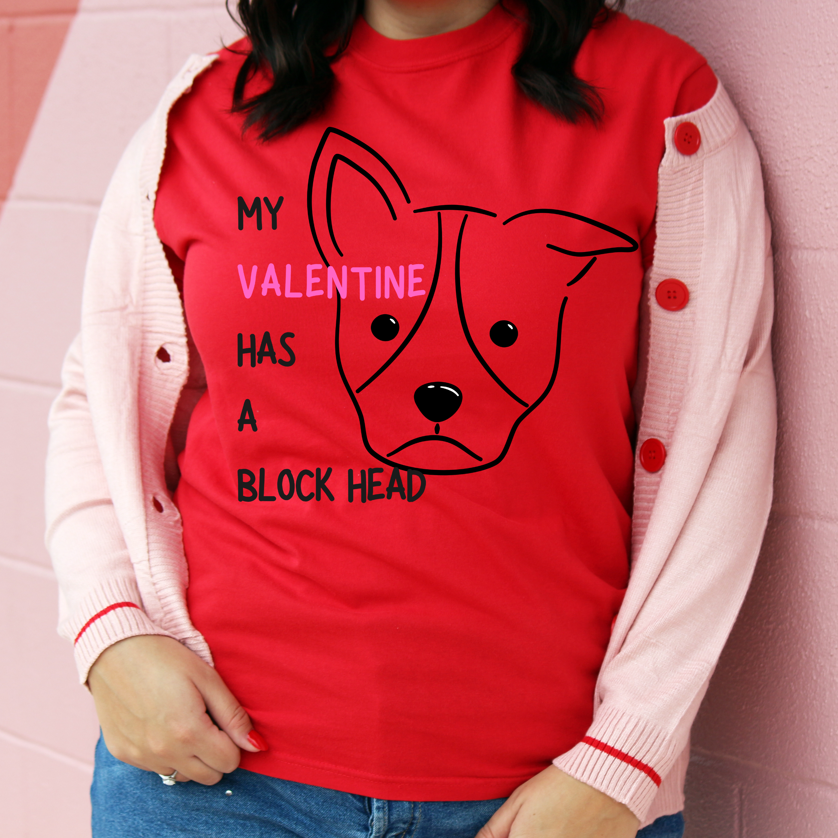 My Valentine Has A Block Head Shirt | Funny Dog Valentine Shirt | Dog Lover Valentines Day Tee | Pet Mom Gift product thumbnail image My Valentine Has A Block Head Shirt | Funny Dog Valentine Shirt | Dog Lover Valentines Day Tee | Pet Mom Gift product thumbnail image