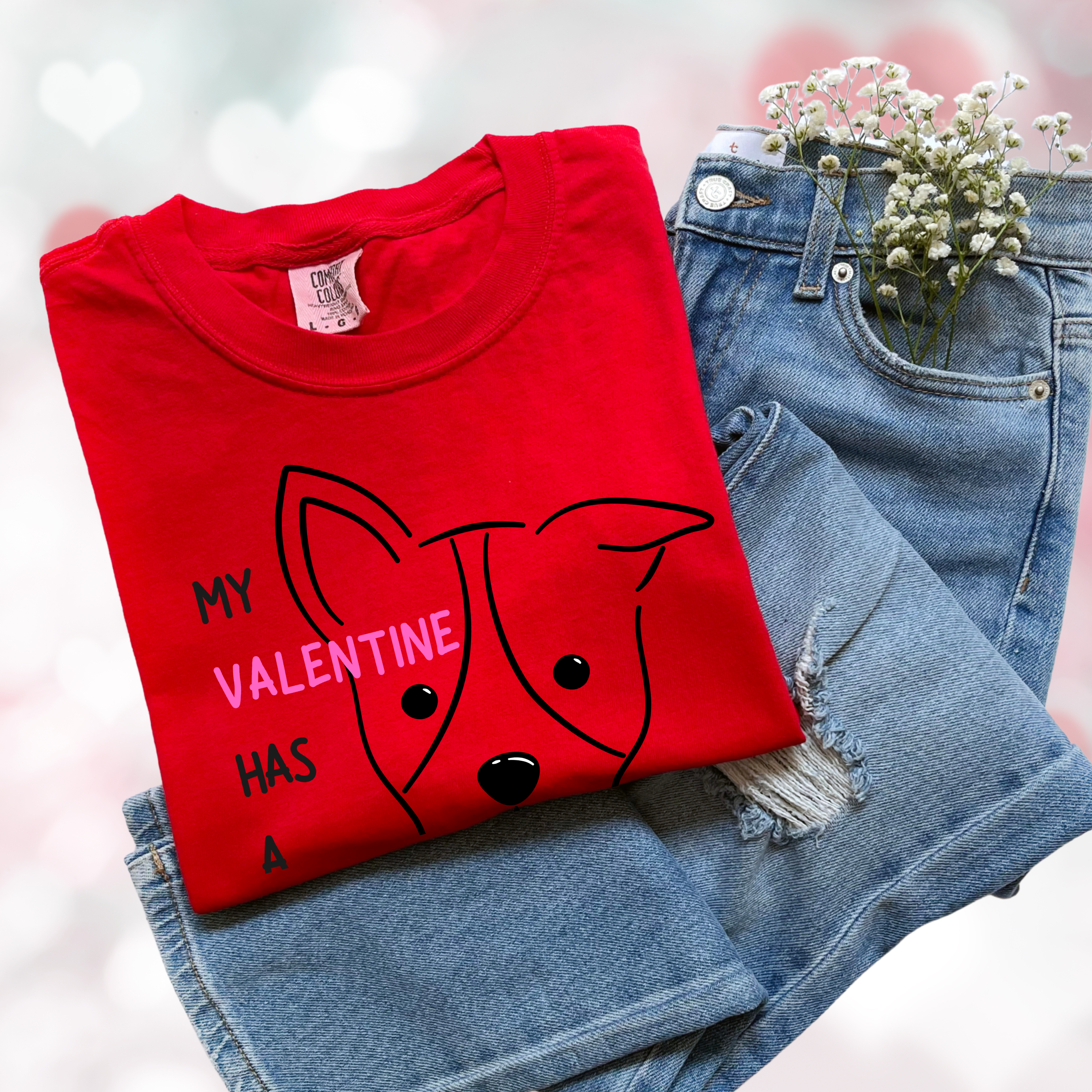 My Valentine Has A Block Head Shirt | Funny Dog Valentine Shirt | Dog Lover Valentines Day Tee | Pet Mom Gift product thumbnail image