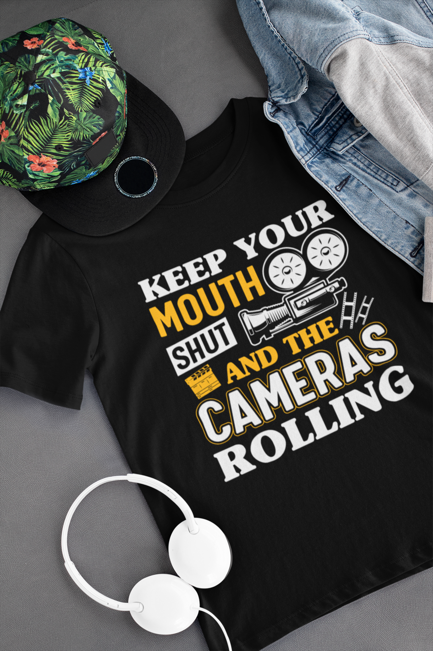 Keep Your Mouth Shut and the Cameras Rolling Vintage Shirt product thumbnail image Keep Your Mouth Shut and the Cameras Rolling Vintage Shirt product thumbnail image
