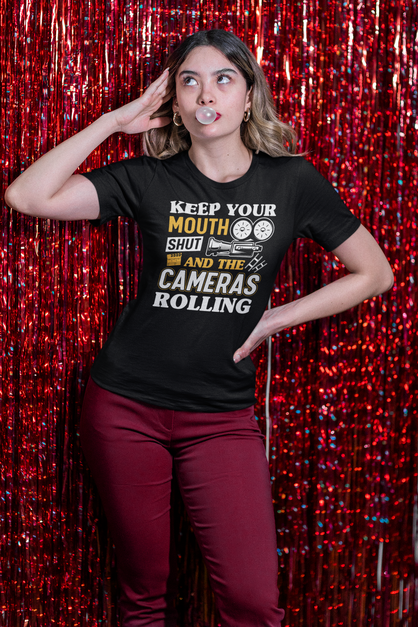 Keep Your Mouth Shut and the Cameras Rolling Vintage Shirt product thumbnail image Keep Your Mouth Shut and the Cameras Rolling Vintage Shirt product thumbnail image