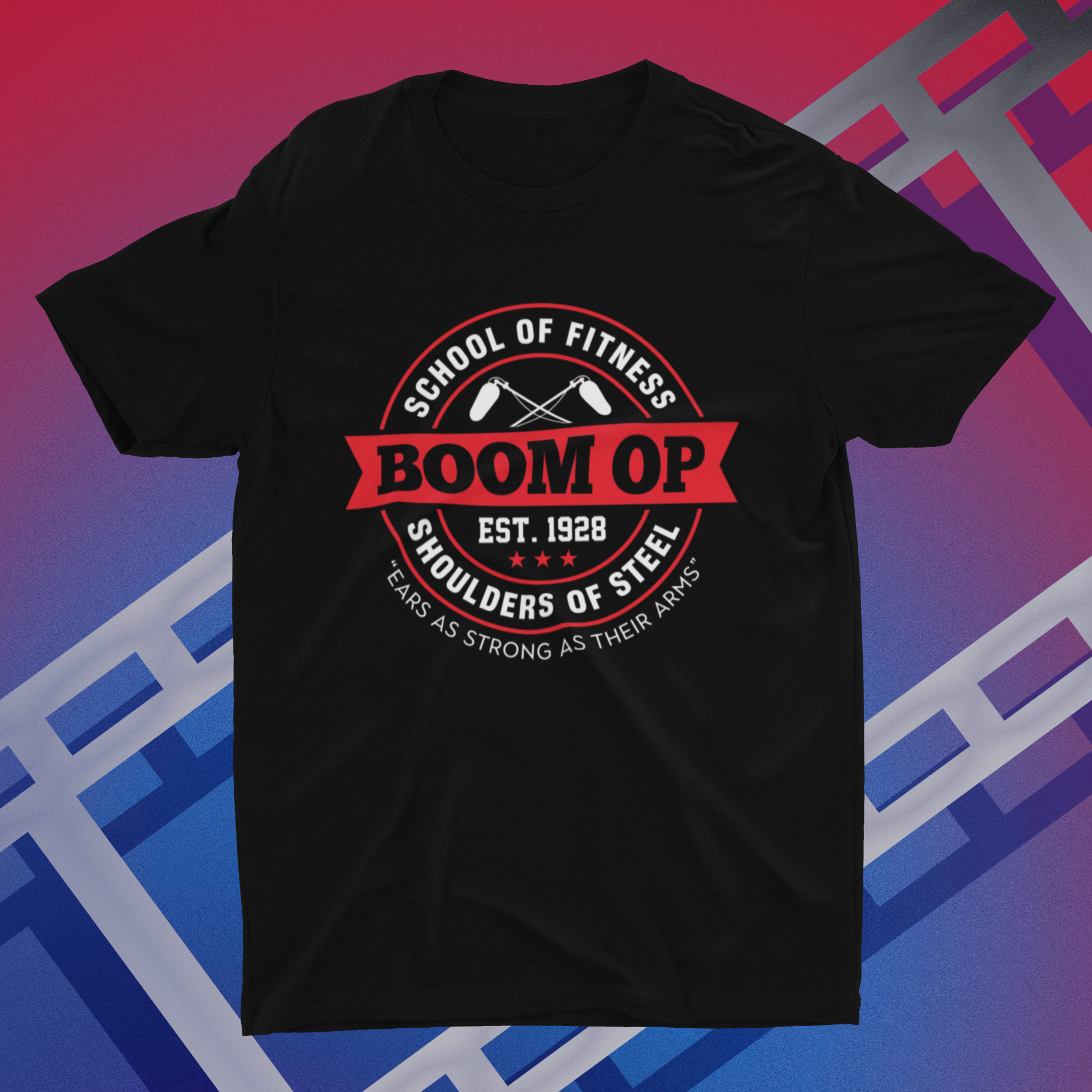 Boom Op School of Fitness Shirt product thumbnail image Boom Op School of Fitness Shirt product thumbnail image