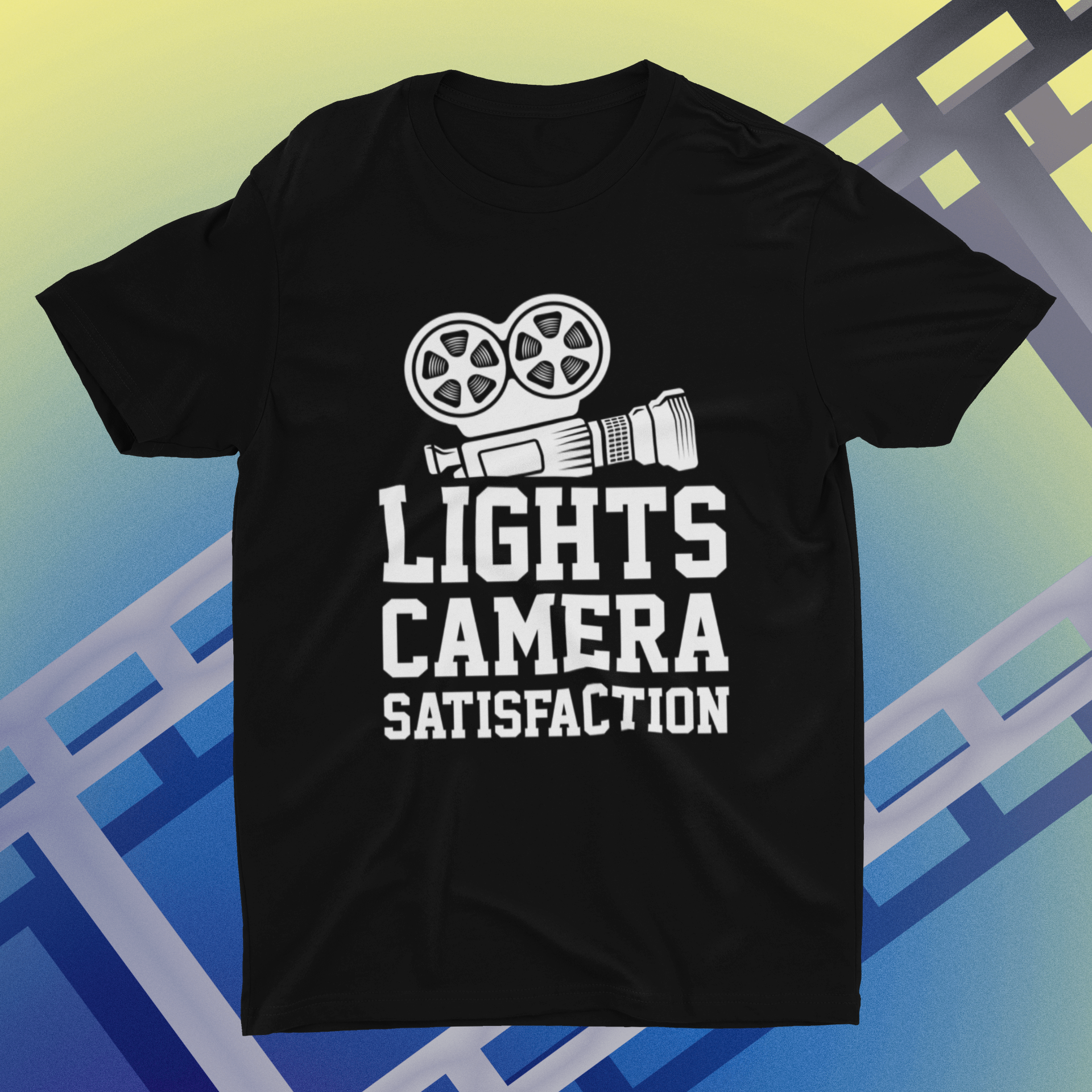 Lights Camera Satisfaction Vintage Shirt product thumbnail image Lights Camera Satisfaction Vintage Shirt product thumbnail image