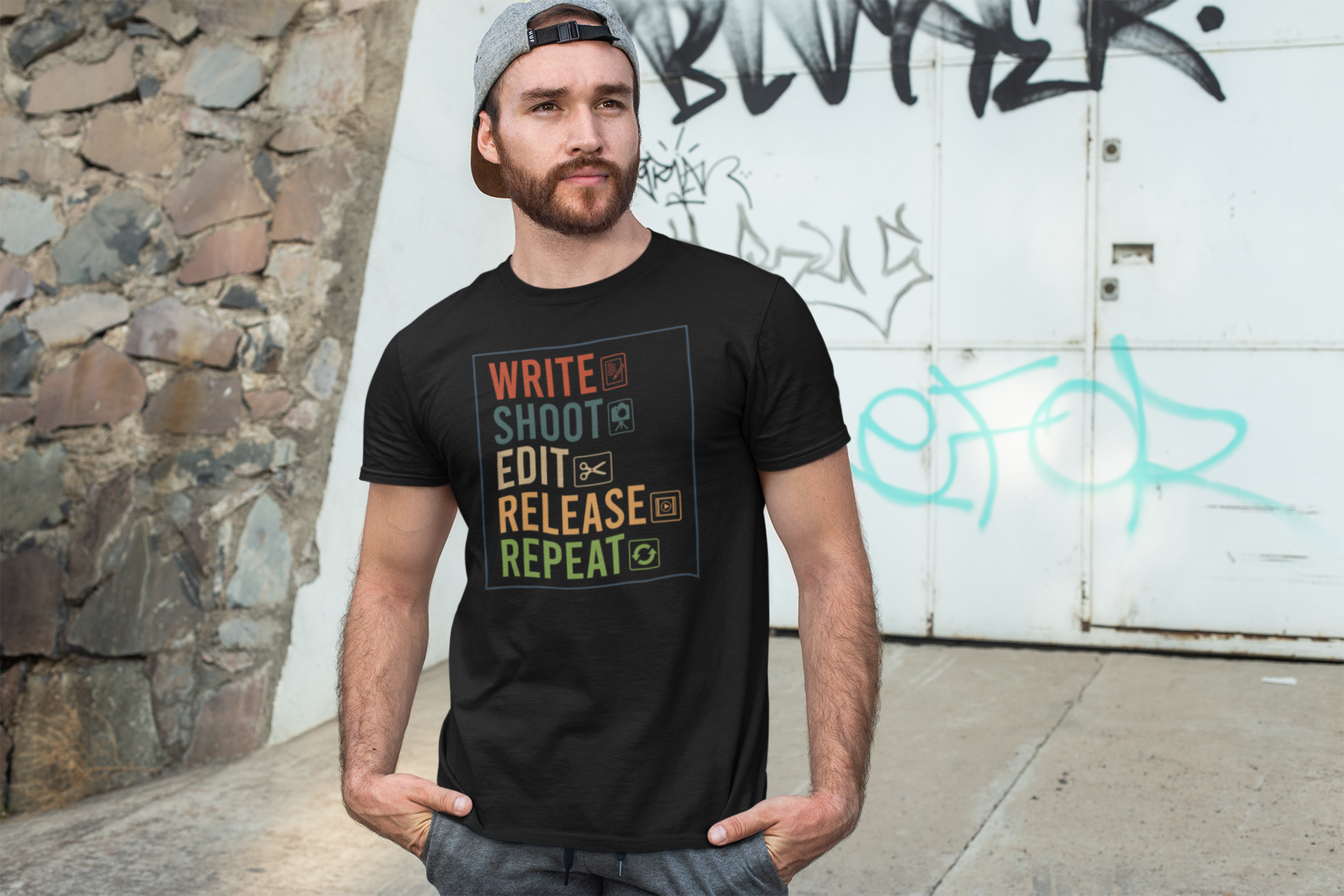 Write Shoot Edit Release Repeat Shirt product thumbnail image Write Shoot Edit Release Repeat Shirt product thumbnail image