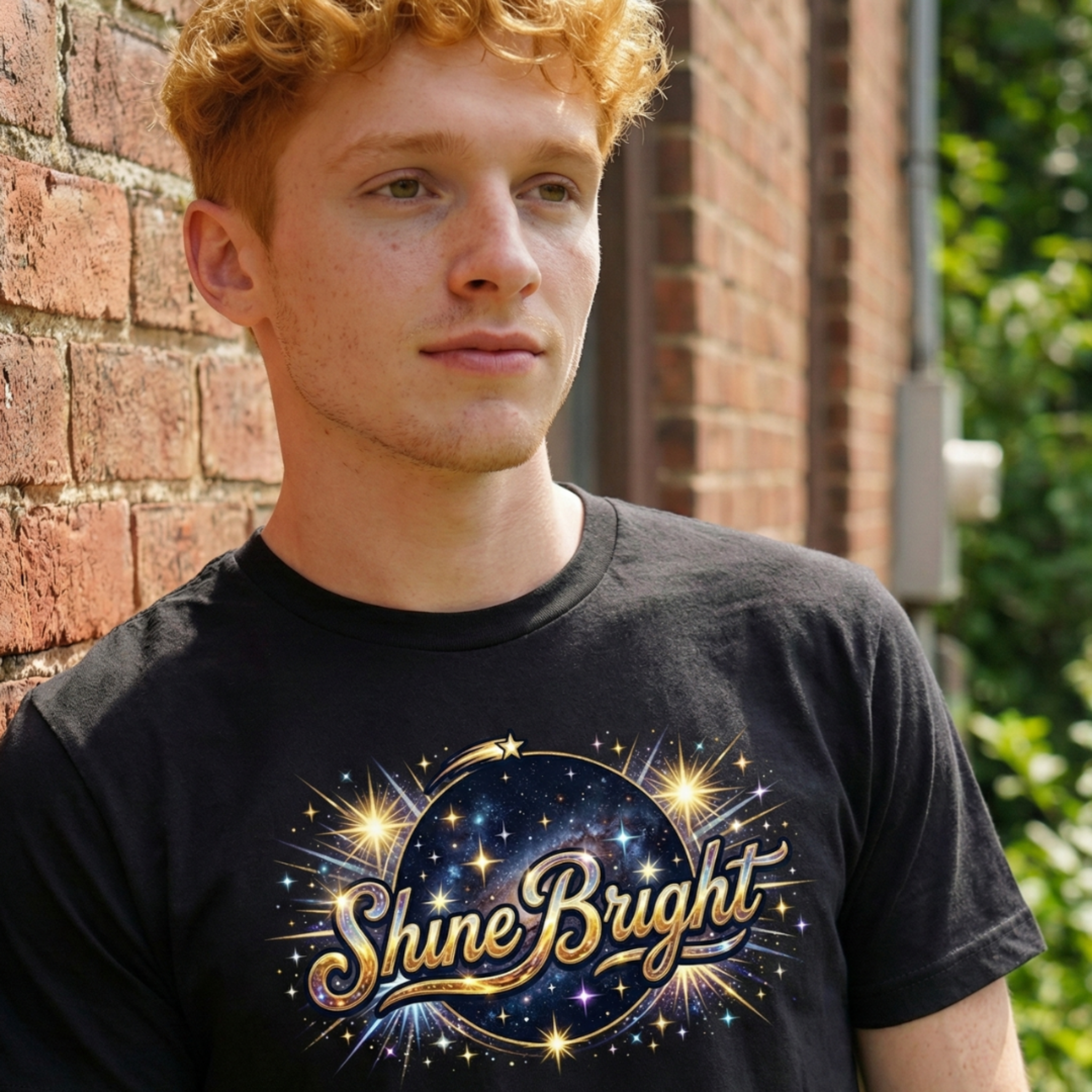 Shine Bright Graphic Tee — Retro Cosmic 'Shine Bright' Design product thumbnail image