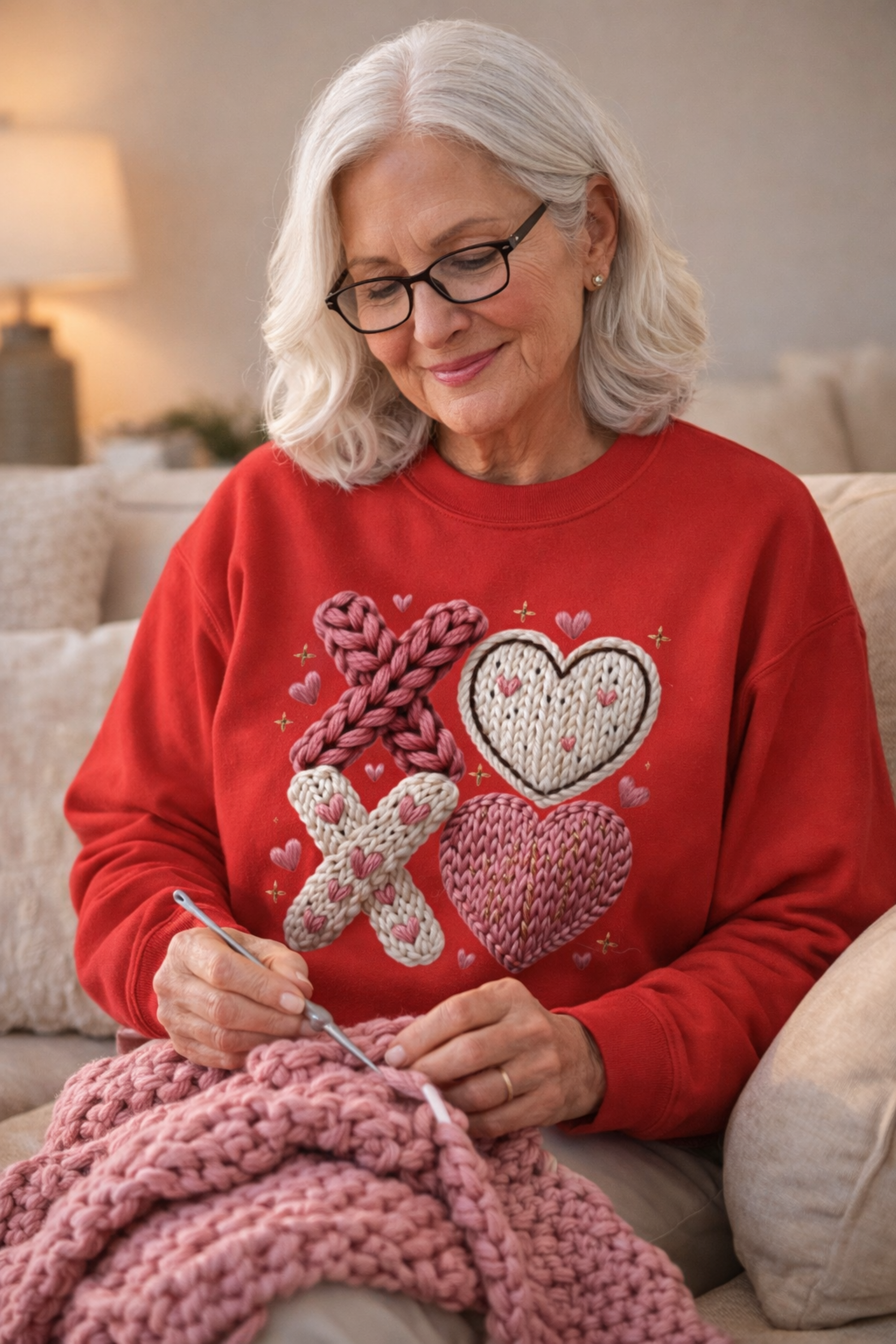 XOXO Crochet Yarn Valentines Sweatshirt product thumbnail image