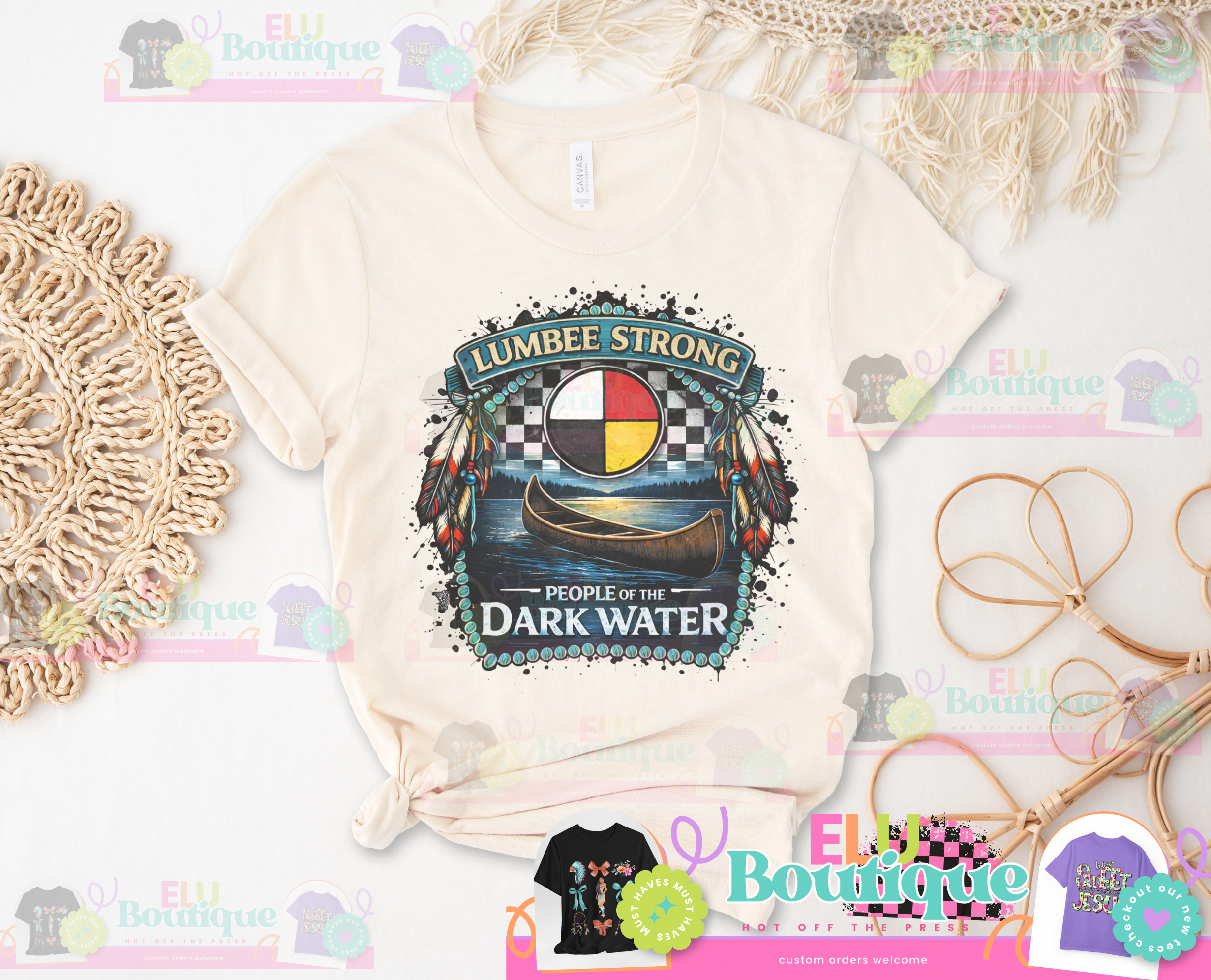 Lumbee Strong canoe design TShirt People of the Dark Water tee product thumbnail image Lumbee Strong canoe design TShirt People of the Dark Water tee product thumbnail image