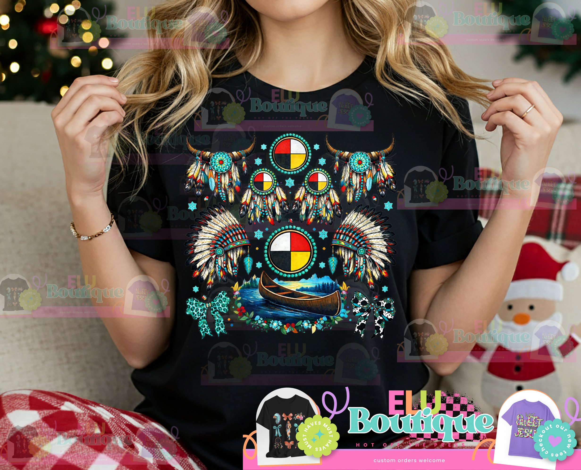 Native American Symbols tee | Medicine Wheel, Feather Headdress, Buffalo product thumbnail image