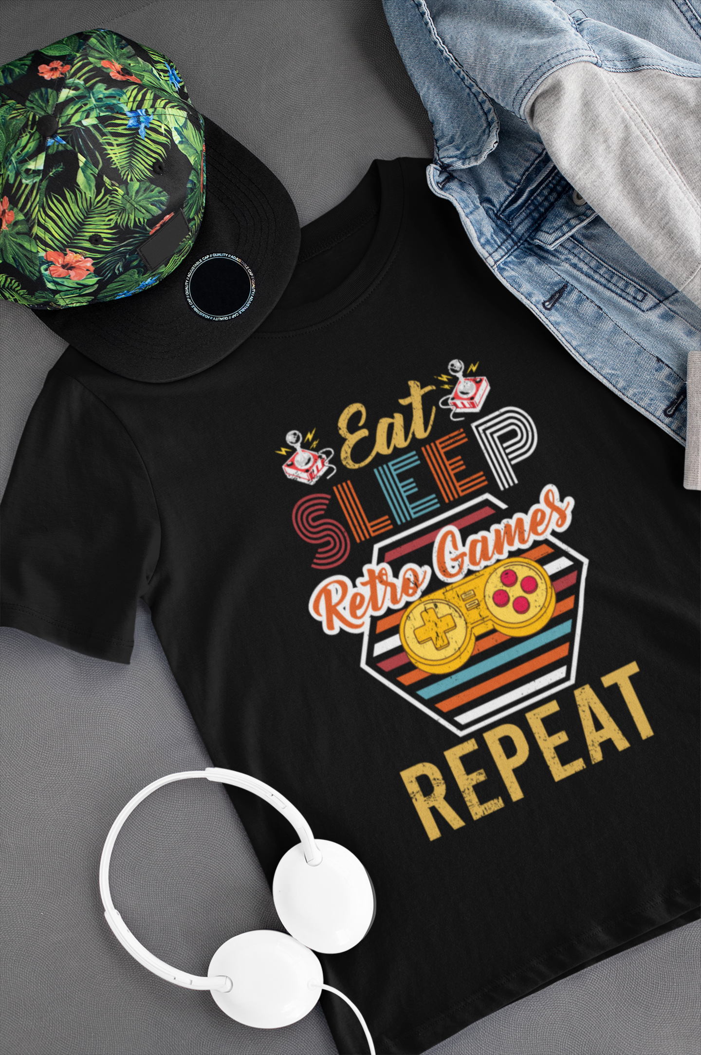 Eat Sleep Retro Games Sleep Repeat Shirt product thumbnail image Eat Sleep Retro Games Sleep Repeat Shirt product thumbnail image