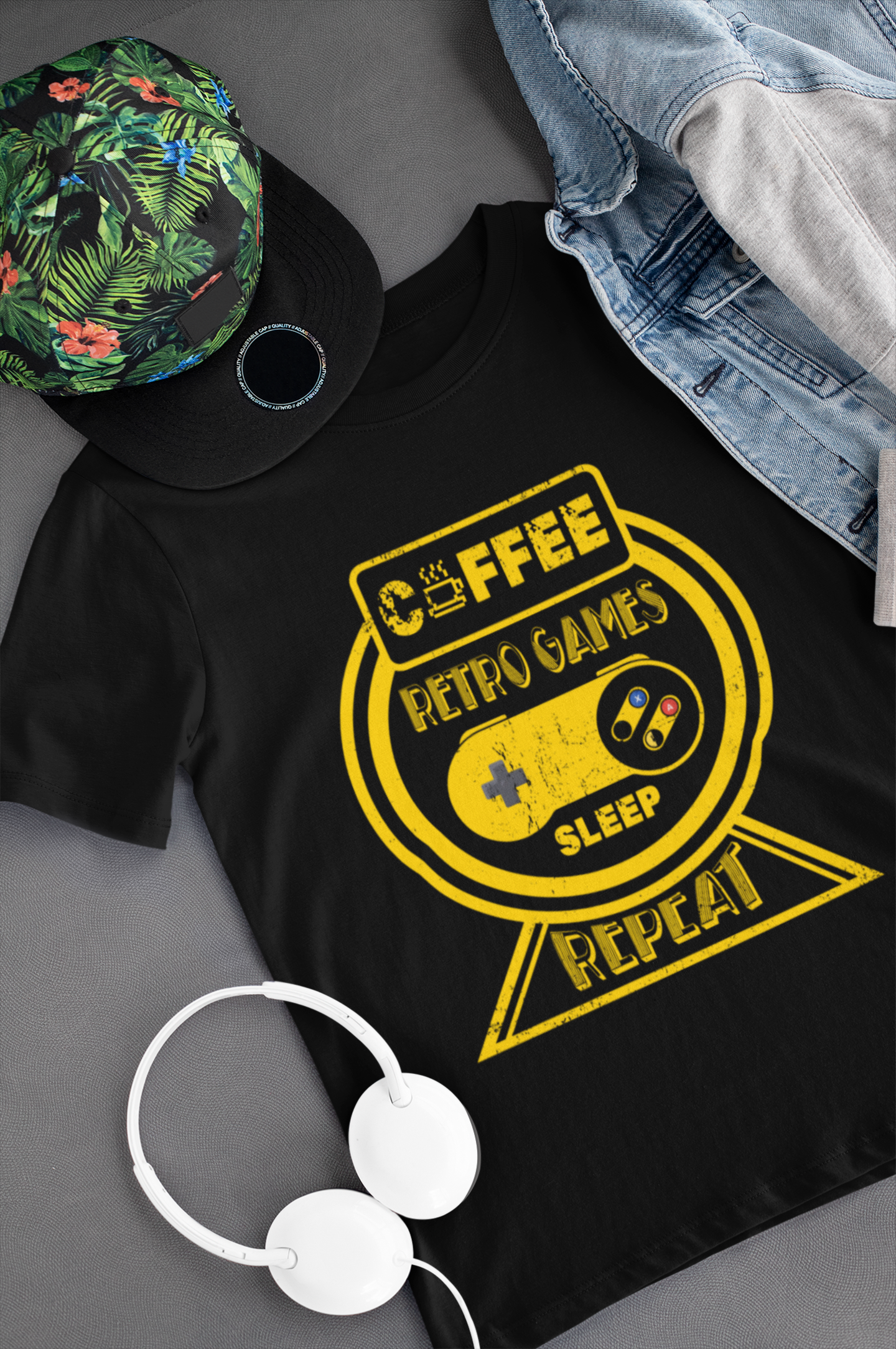 Coffee Retro Games Sleep Repeat Shirt product thumbnail image
