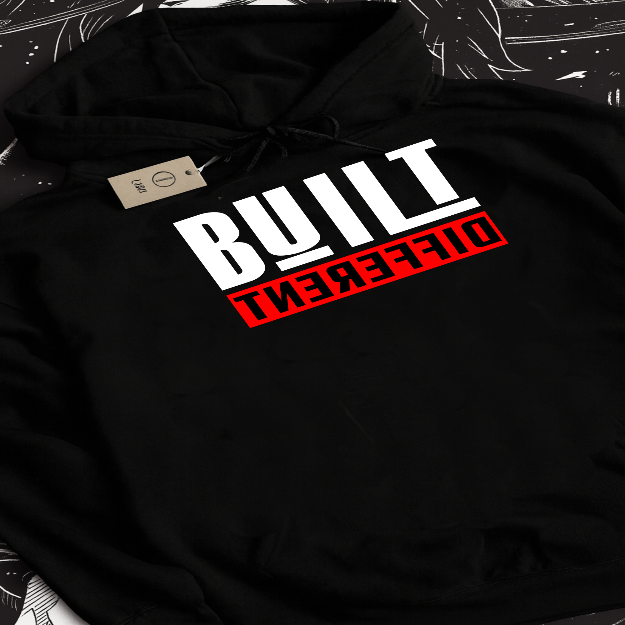 Built Different Hoodie | Bold Typography Streetwear product thumbnail image Built Different Hoodie | Bold Typography Streetwear product thumbnail image