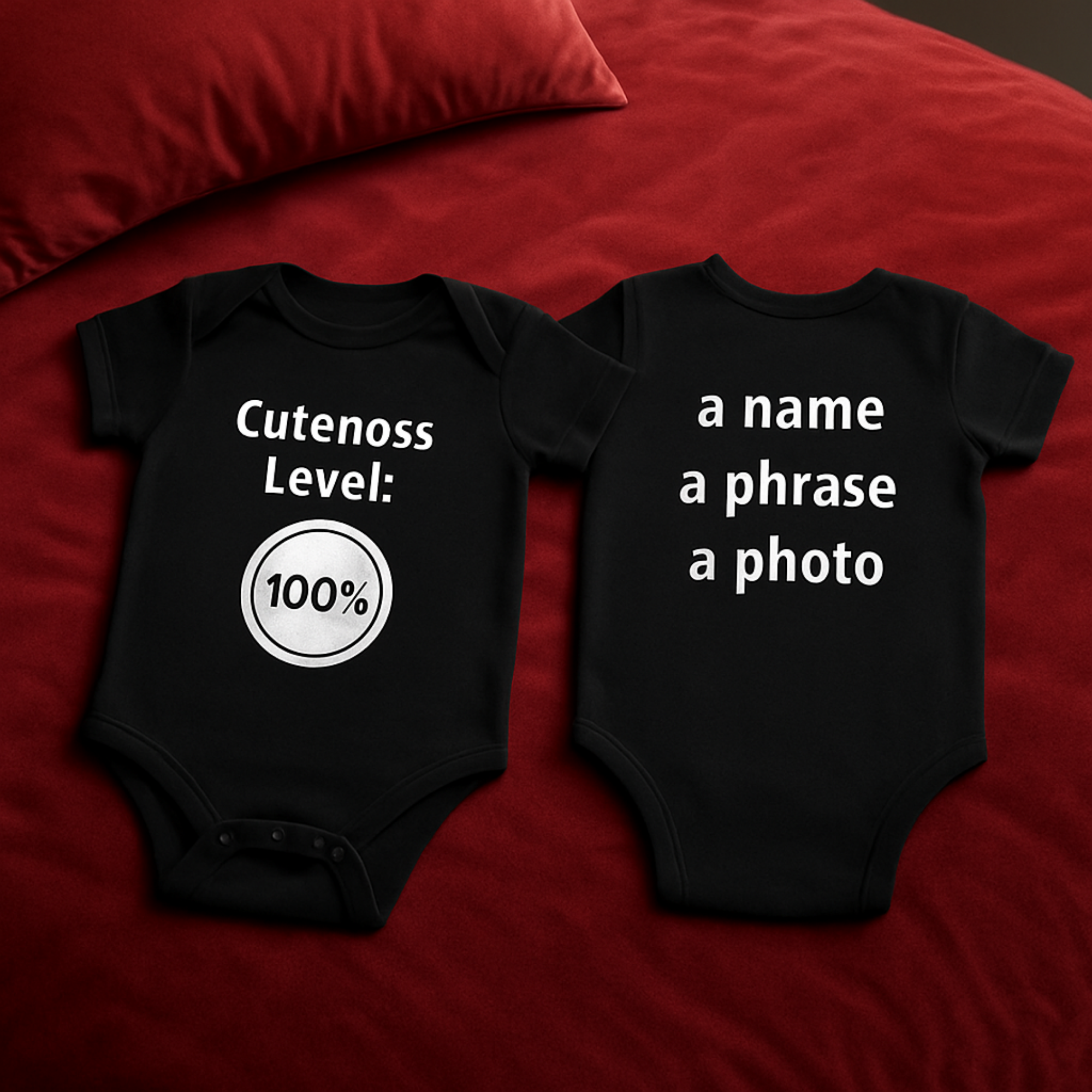 Cuteness Level 100% Baby Bodysuit | Funny Infant One Piece | New Baby Gift | Black Color Baby Outfit | Cute Newborn Outfit product thumbnail image