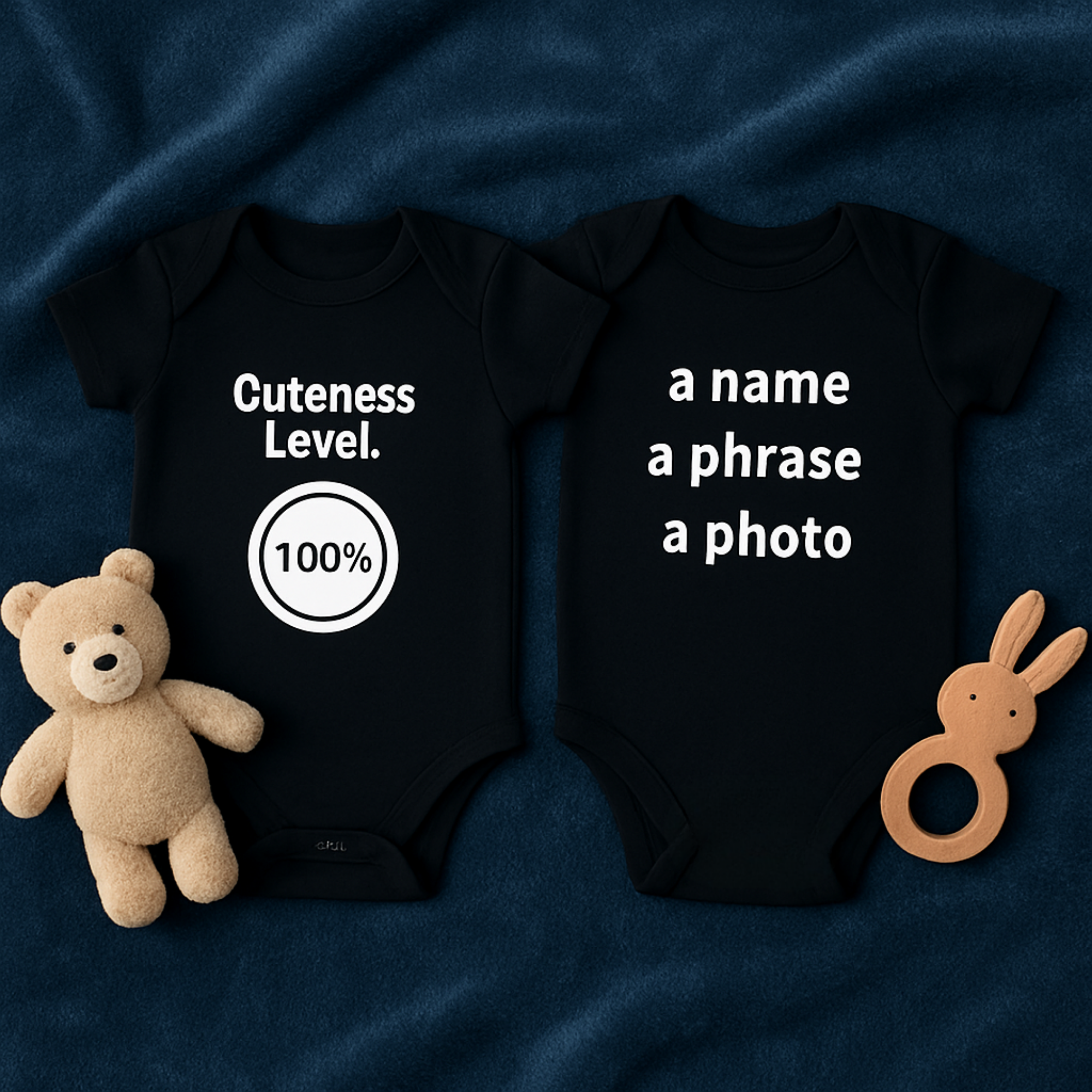 Cuteness Level 100% Baby Bodysuit | Funny Infant One Piece | New Baby Gift | Black Color Baby Outfit | Cute Newborn Outfit product thumbnail image