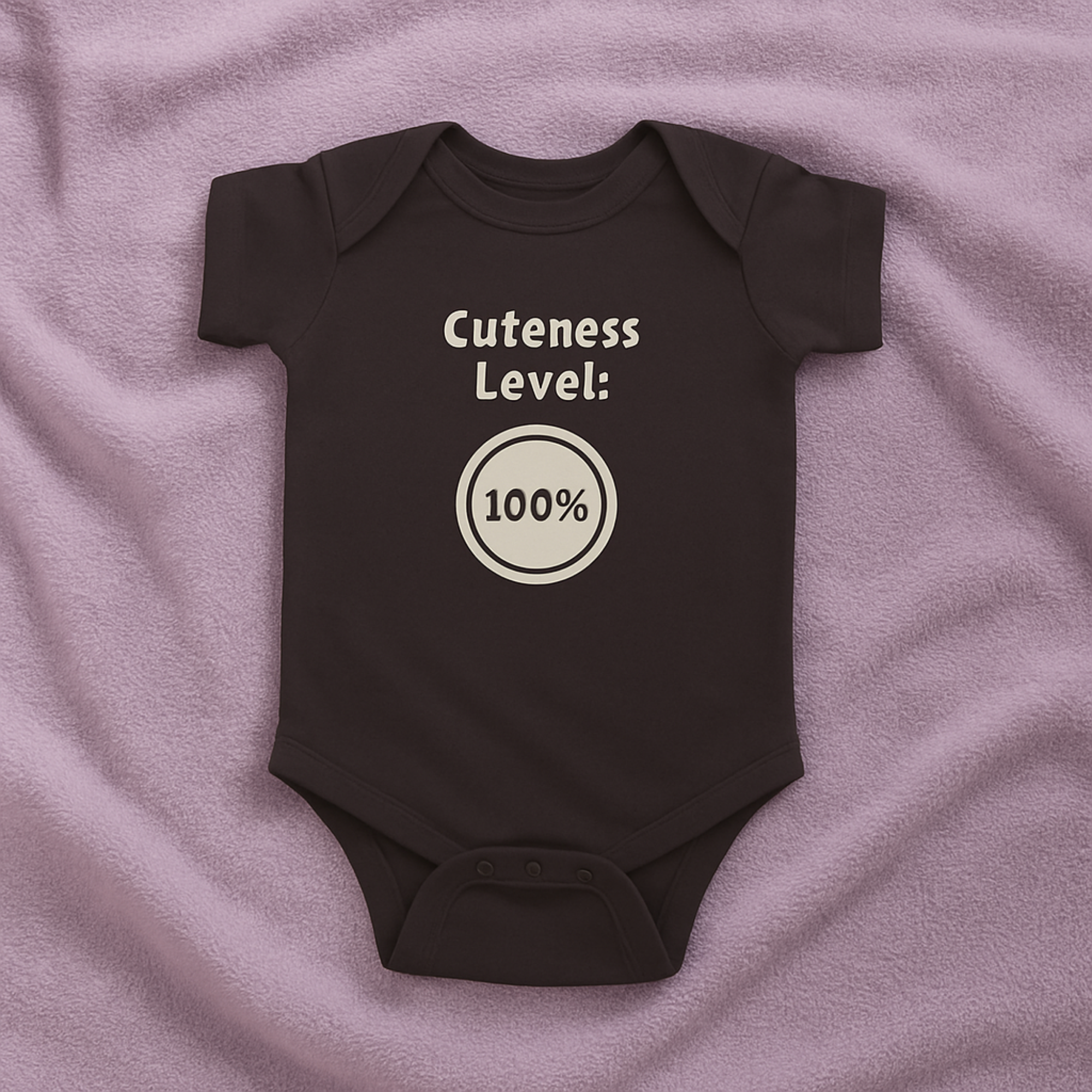 Cuteness Level 100% Baby Bodysuit | Funny Infant One Piece | New Baby Gift | Black Baby Onesie | Cute Newborn Outfit product thumbnail image