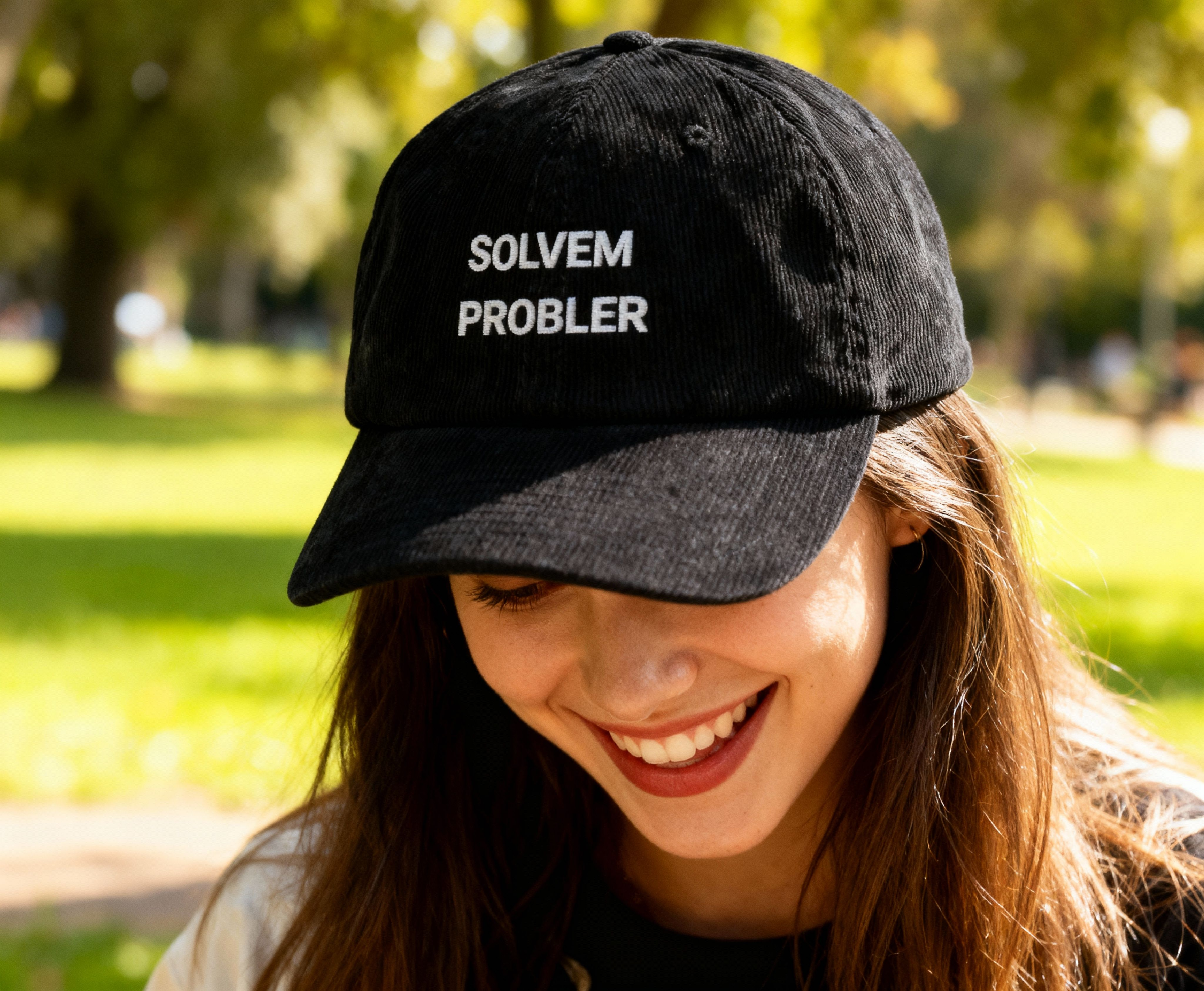 Embroidered Corduroy Baseball Cap — 'SOLVEM PROBLER' product thumbnail image Embroidered Corduroy Baseball Cap — 'SOLVEM PROBLER' product thumbnail image