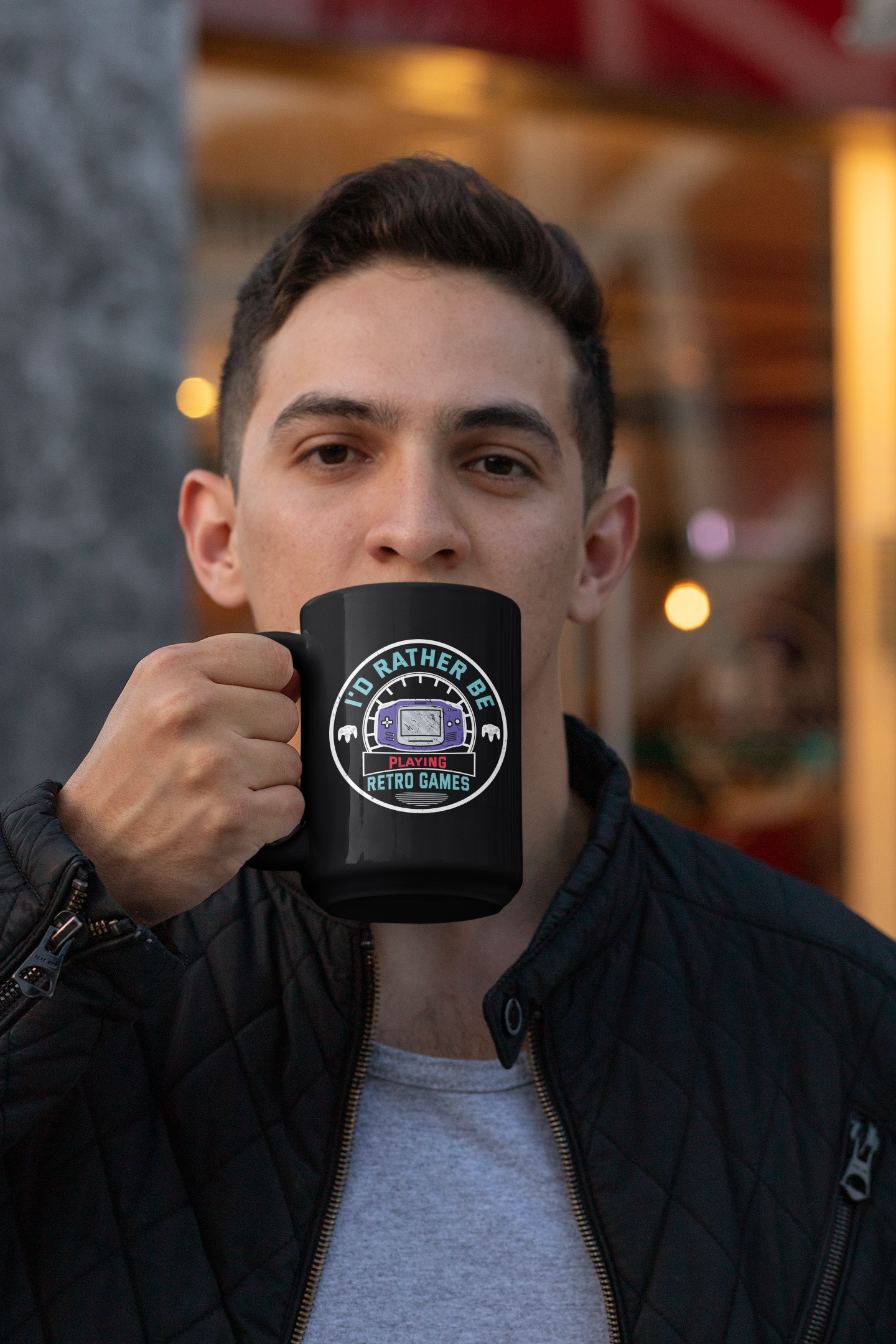 I'd Rather Be Playing Retro Games Handheld Black Mug, 15oz product thumbnail image I'd Rather Be Playing Retro Games Handheld Black Mug, 15oz product thumbnail image