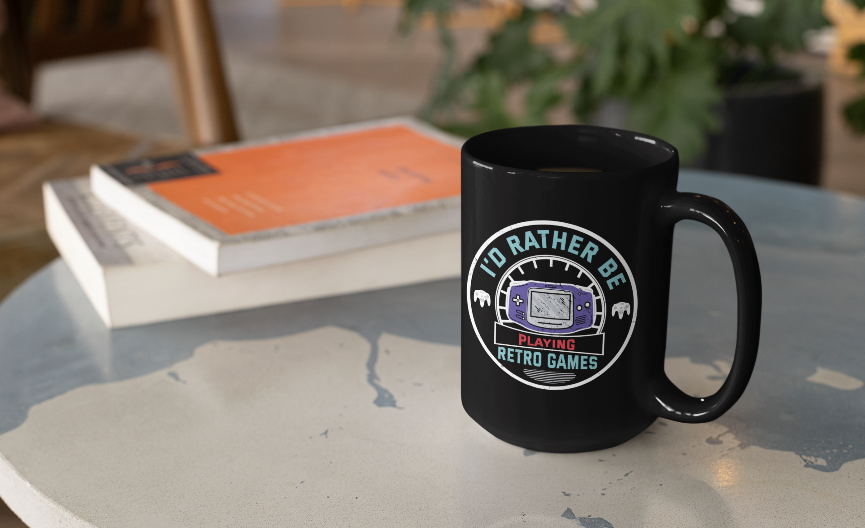 I'd Rather Be Playing Retro Games Handheld Black Mug, 15oz product thumbnail image