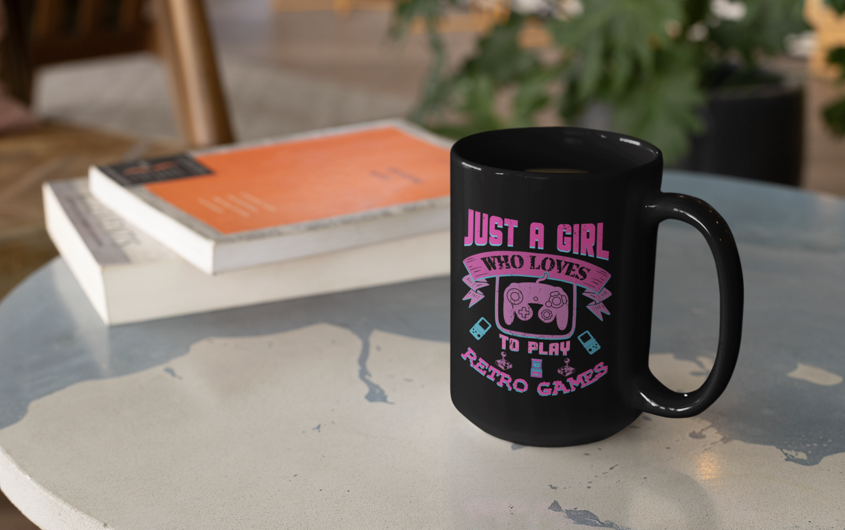 Just a Girl Who Loves to Play Retro Games Black Mug, 15oz product thumbnail image Just a Girl Who Loves to Play Retro Games Black Mug, 15oz product thumbnail image