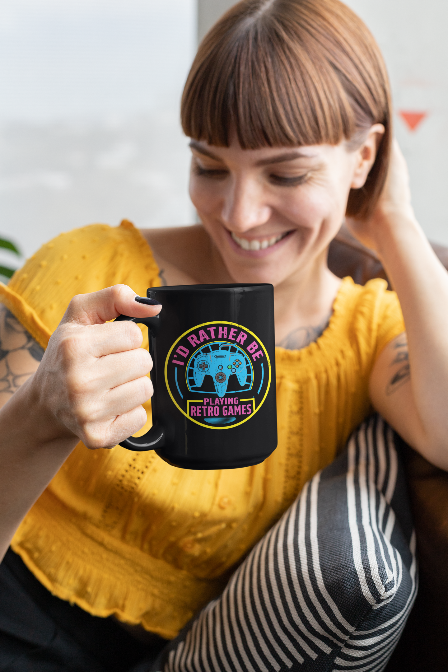 I'd Rather Be Playing Retro Games Console Black Mug, 15oz product thumbnail image