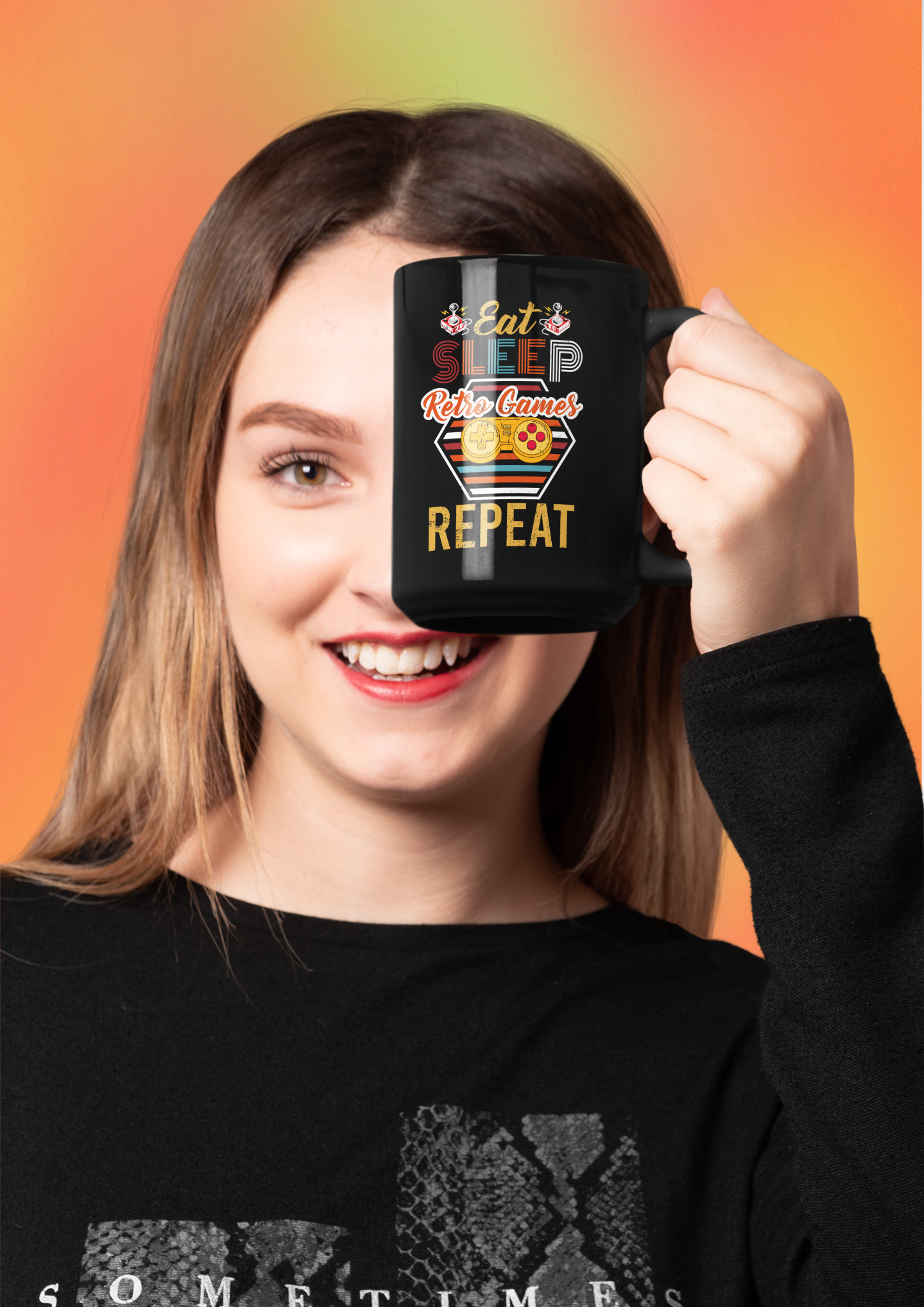 Eat Sleep Retro Games Repeat Black Mug, 15oz product thumbnail image Eat Sleep Retro Games Repeat Black Mug, 15oz product thumbnail image