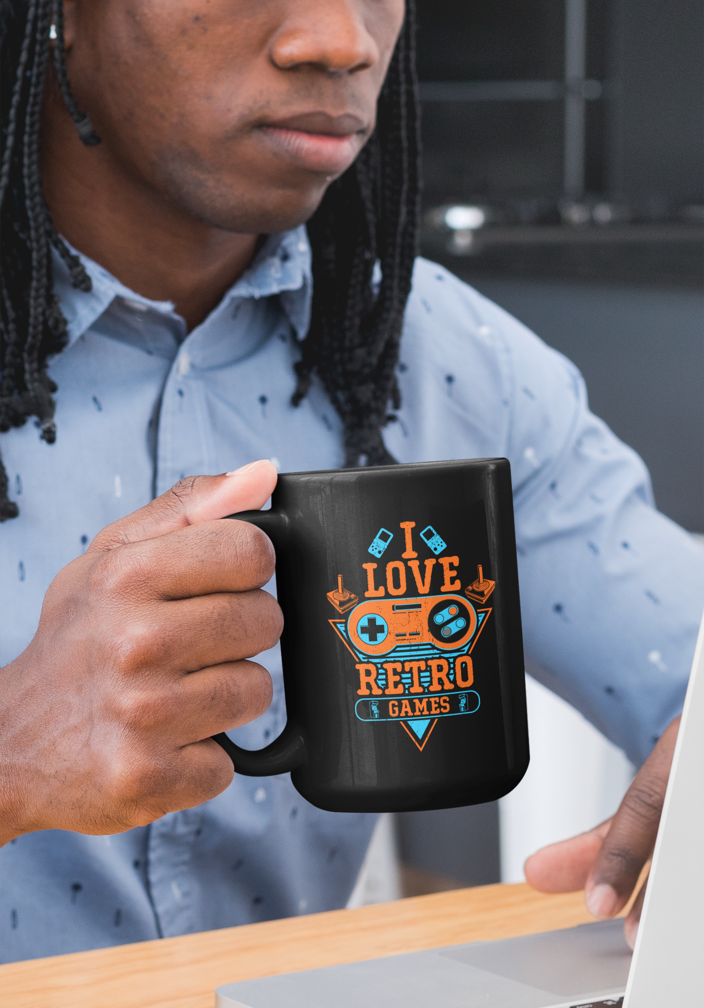 I Love Retro Games Black Mug, 15oz product thumbnail image I Love Retro Games Black Mug, 15oz product thumbnail image