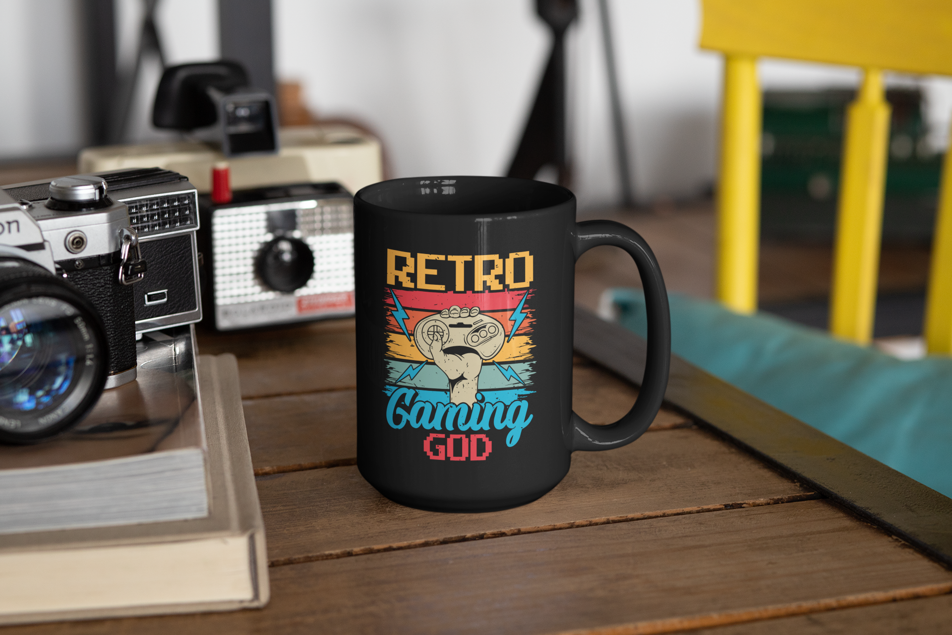 Retro Gaming God Black Mug, 15oz product thumbnail image Retro Gaming God Black Mug, 15oz product thumbnail image