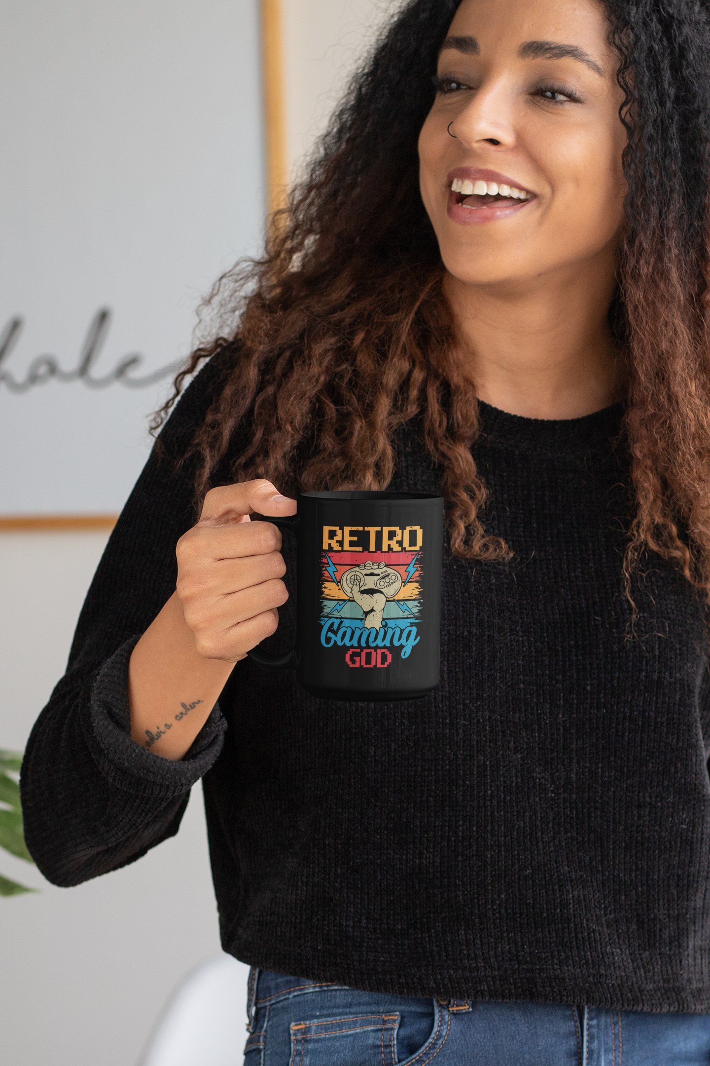 Retro Gaming God Black Mug, 15oz product thumbnail image Retro Gaming God Black Mug, 15oz product thumbnail image