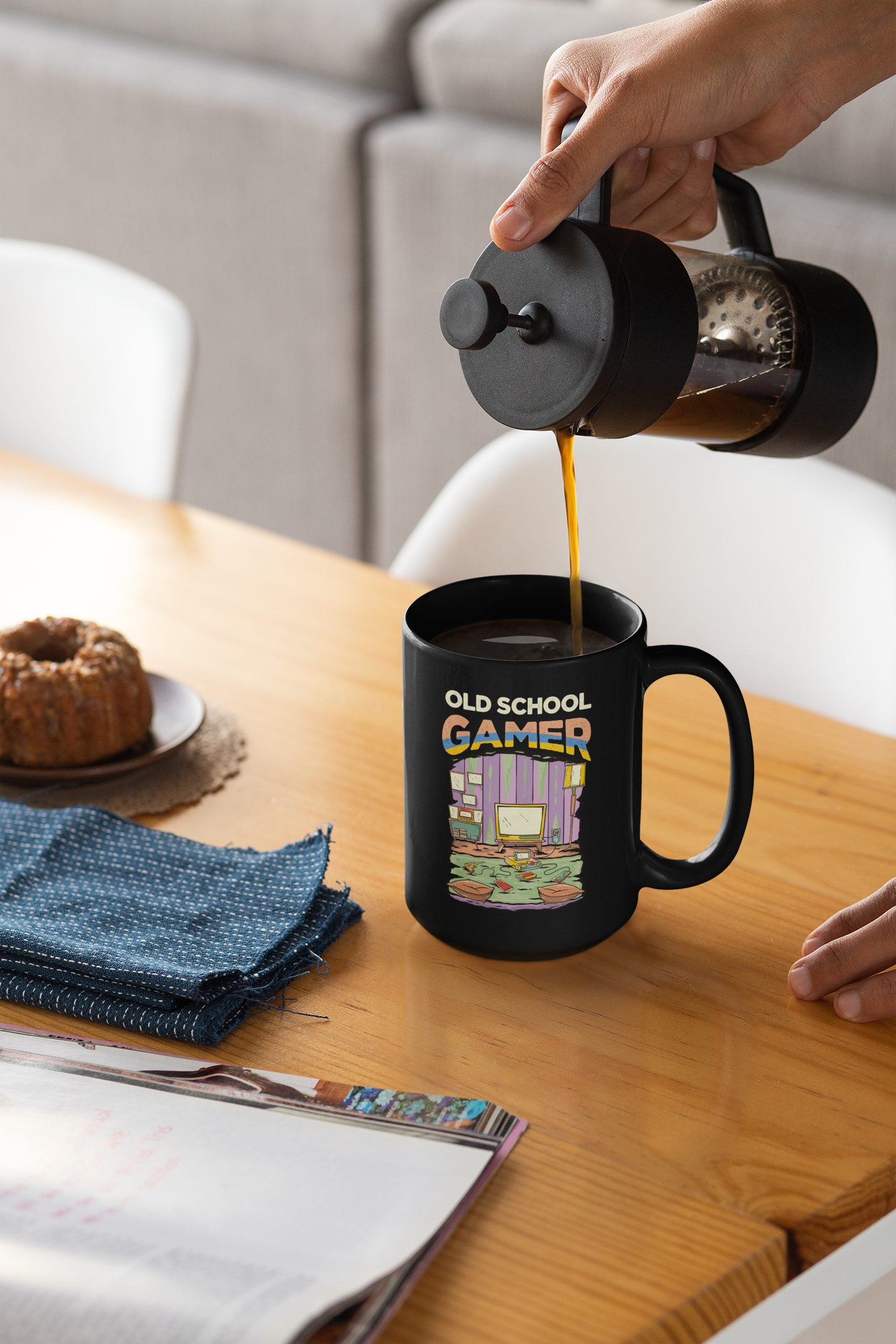 Old School Gamer Black Mug, 15oz product thumbnail image