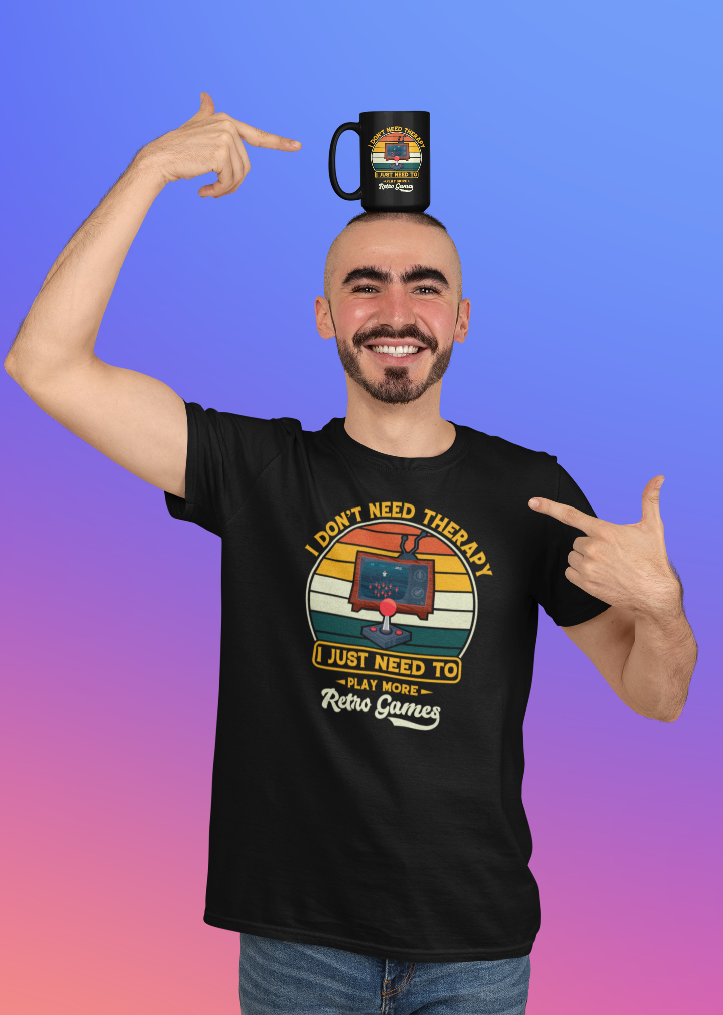 I Don't Need Therapy I Just Need to Play More Retro Games Black Mug, 15oz product thumbnail image