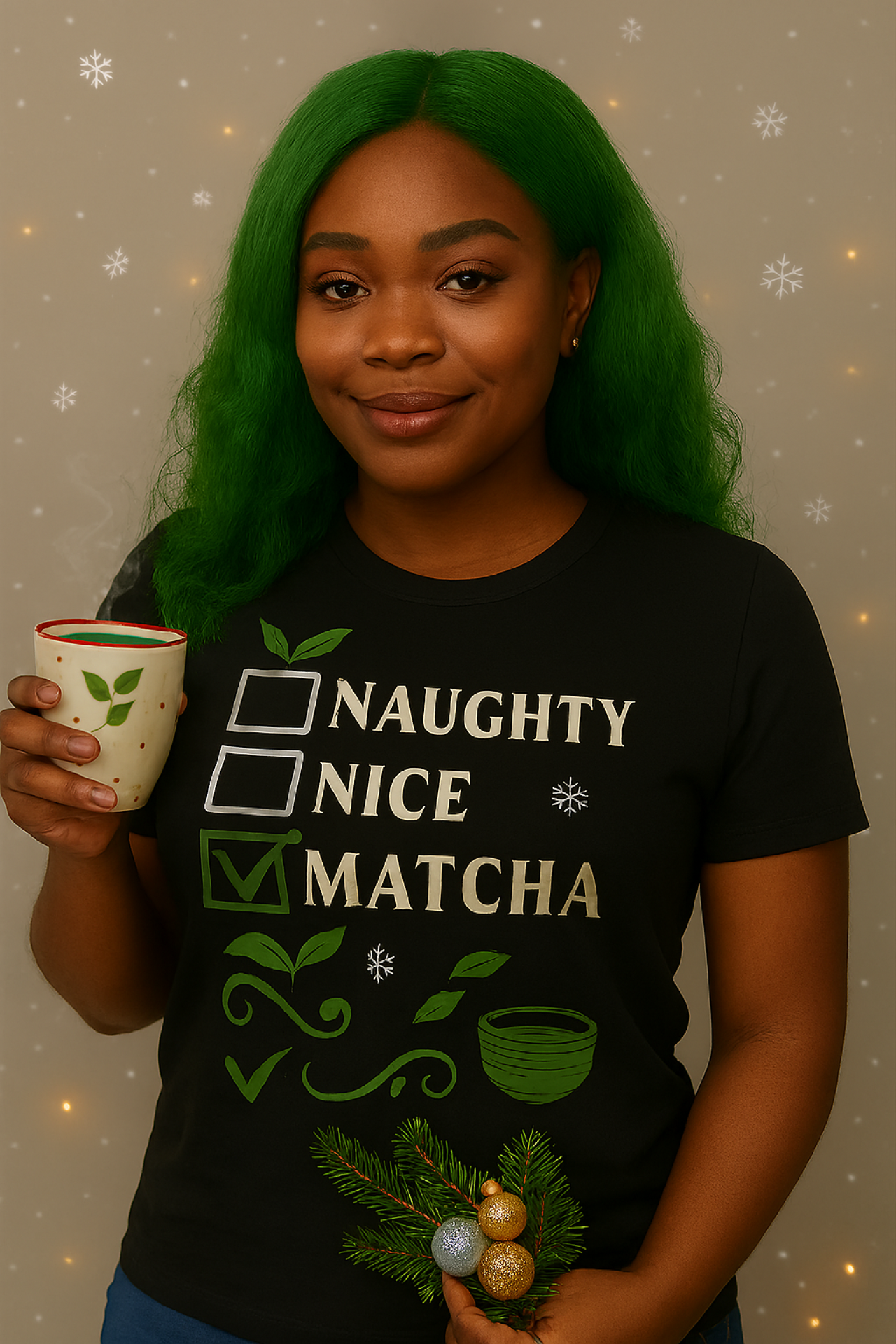 Naughty, Nice, Matcha Tshirt product thumbnail image Naughty, Nice, Matcha Tshirt product thumbnail image