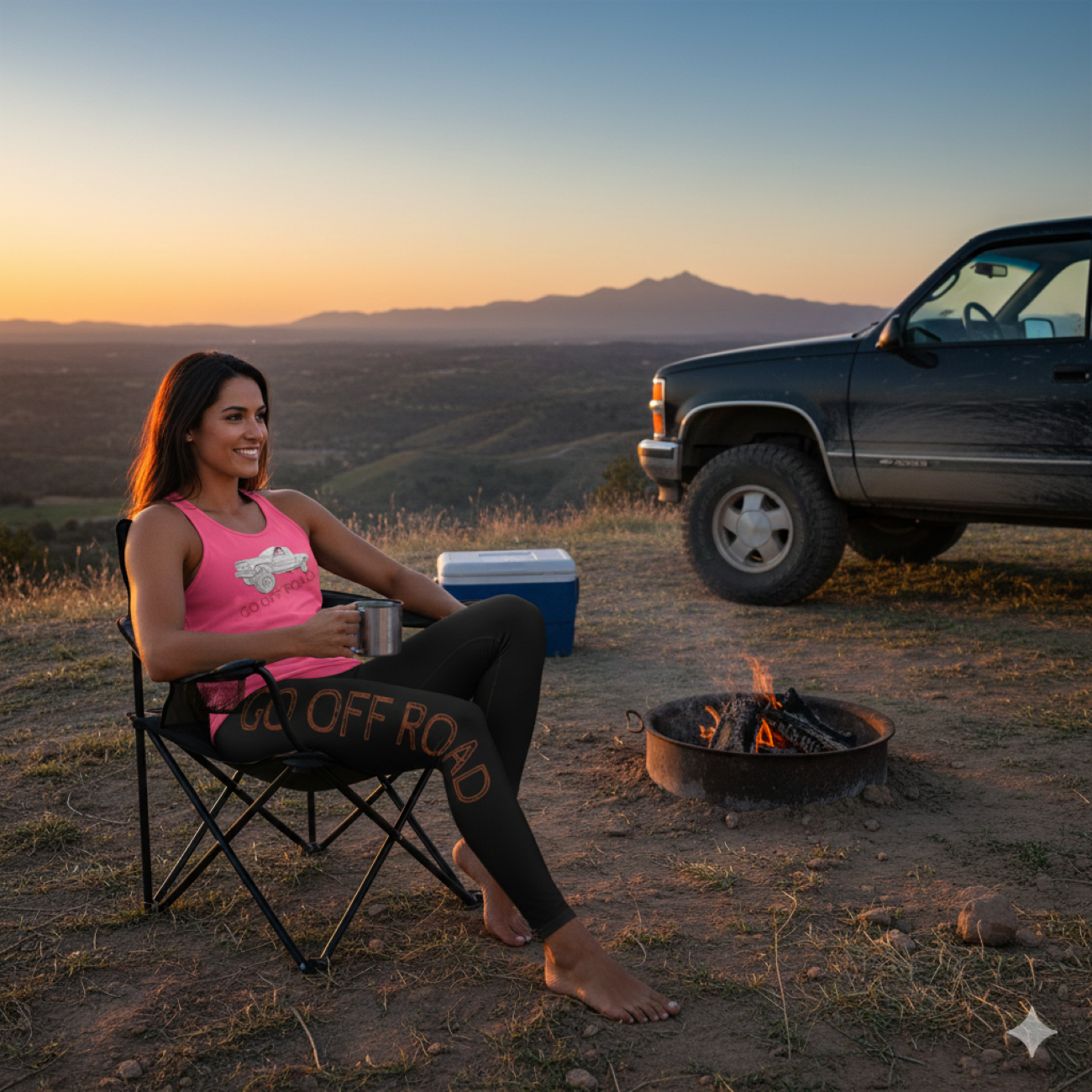 "GO Off Road" Leggings — Sleek Black AOP with Subtle Side Script product thumbnail image