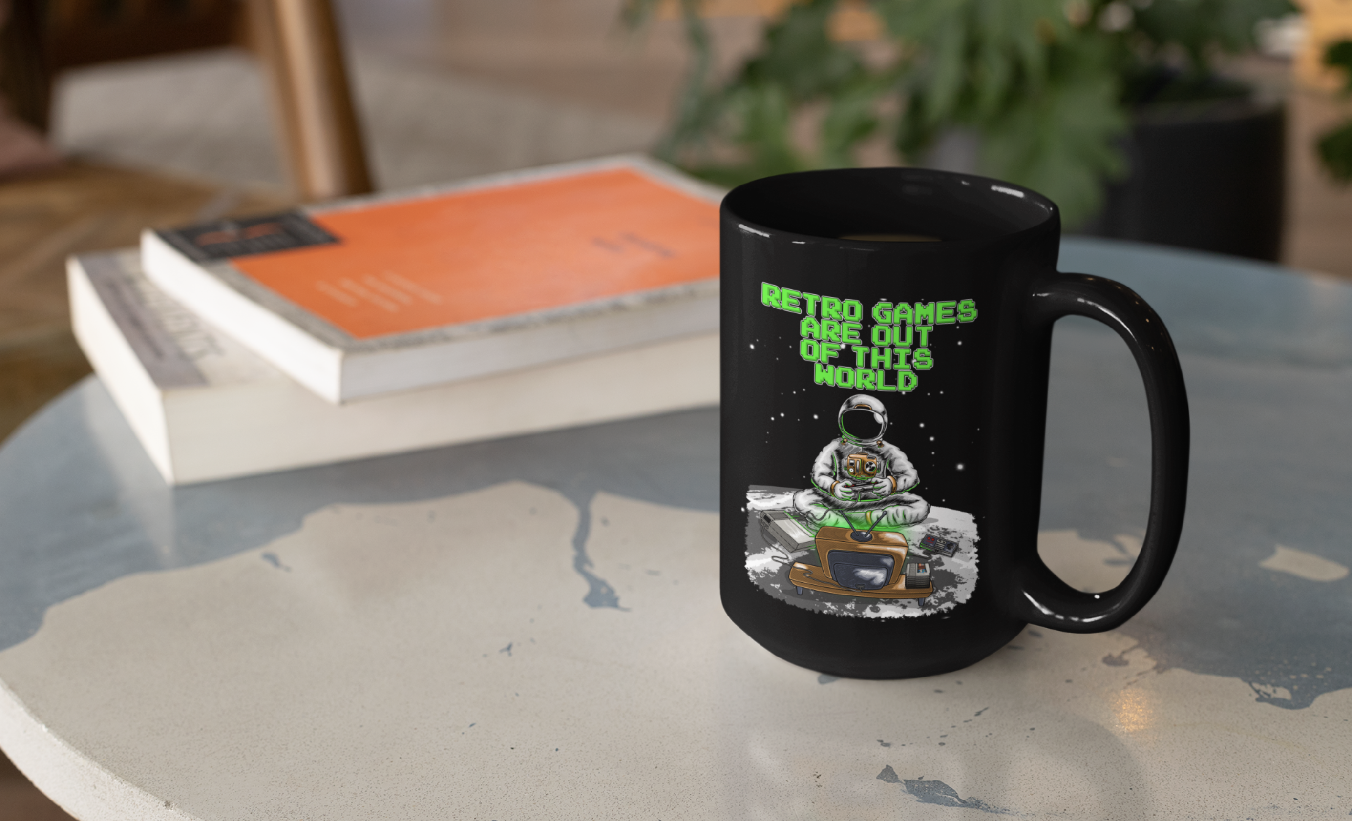 Retro Games are Out of This World Black Mug, 15oz product thumbnail image