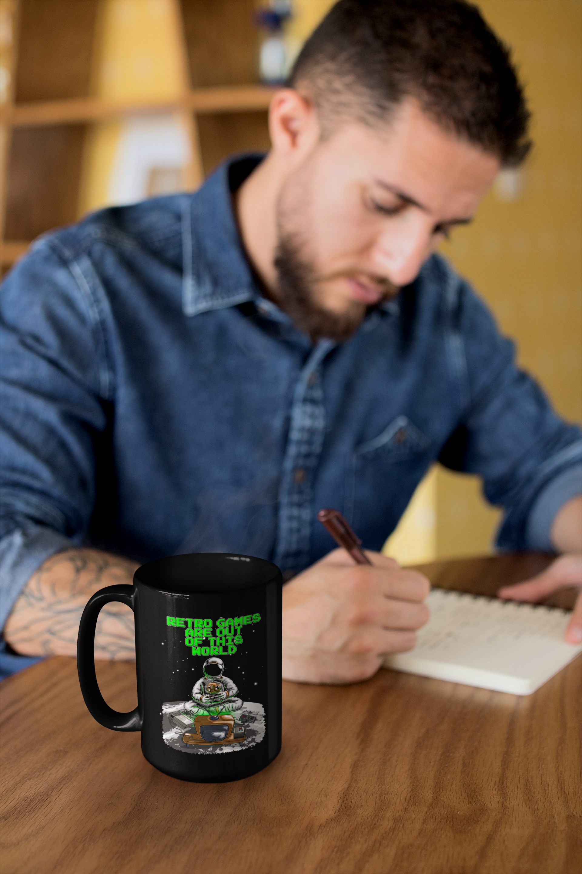Retro Games are Out of This World Black Mug, 15oz product thumbnail image