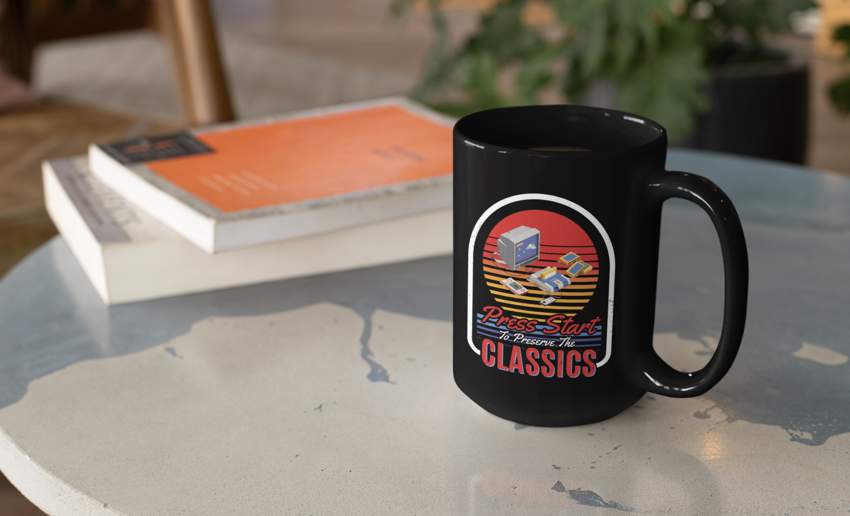 Press Start to Preserve the Classics Black Mug, 15oz product thumbnail image