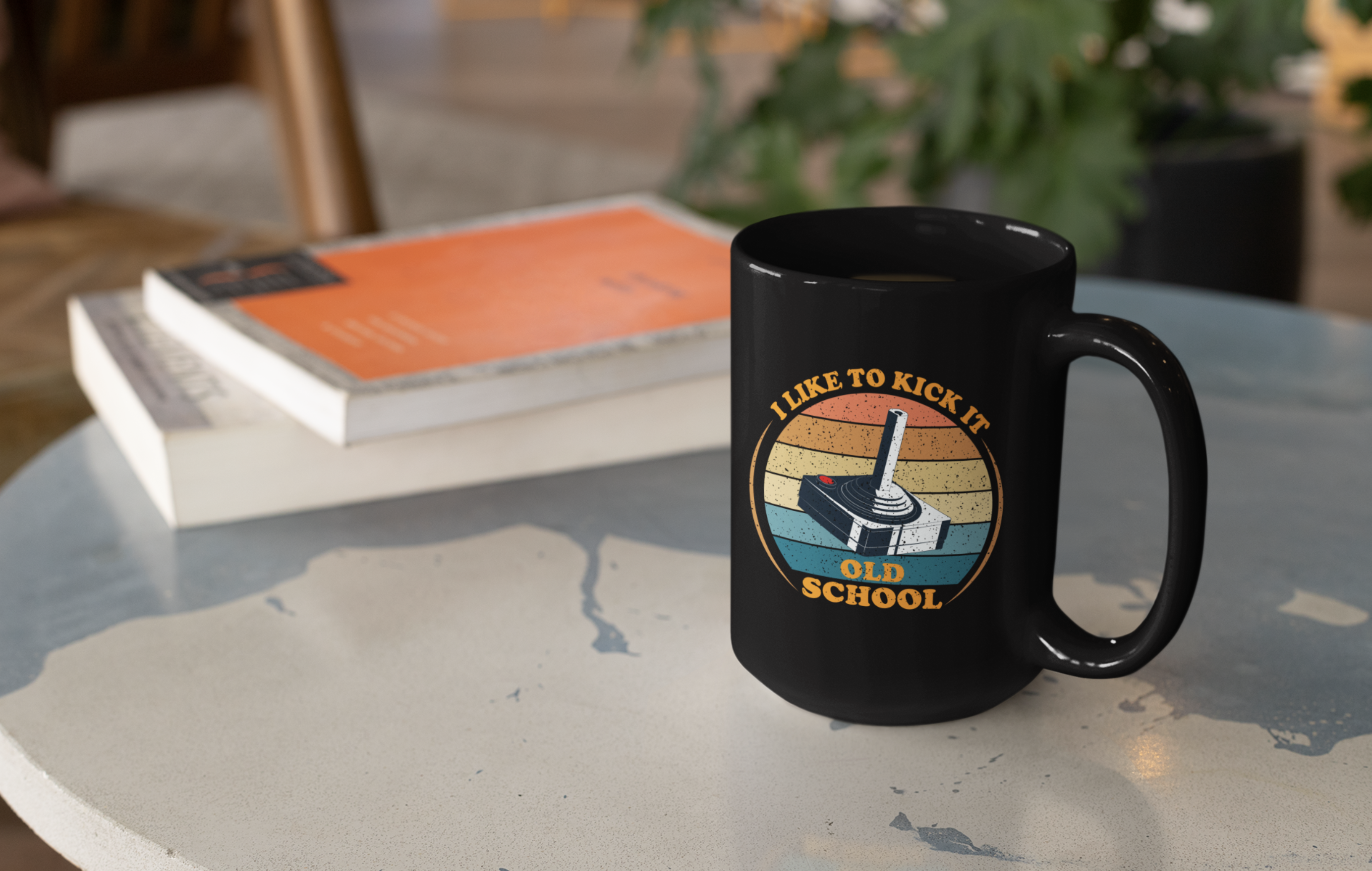 I Like to Kick it Old School Black Mug, 15oz product thumbnail image I Like to Kick it Old School Black Mug, 15oz product thumbnail image