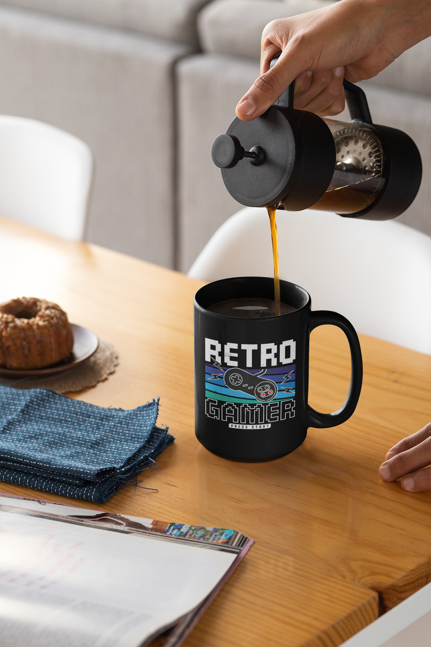 Retro Gamer Black Mug, 15oz product thumbnail image
