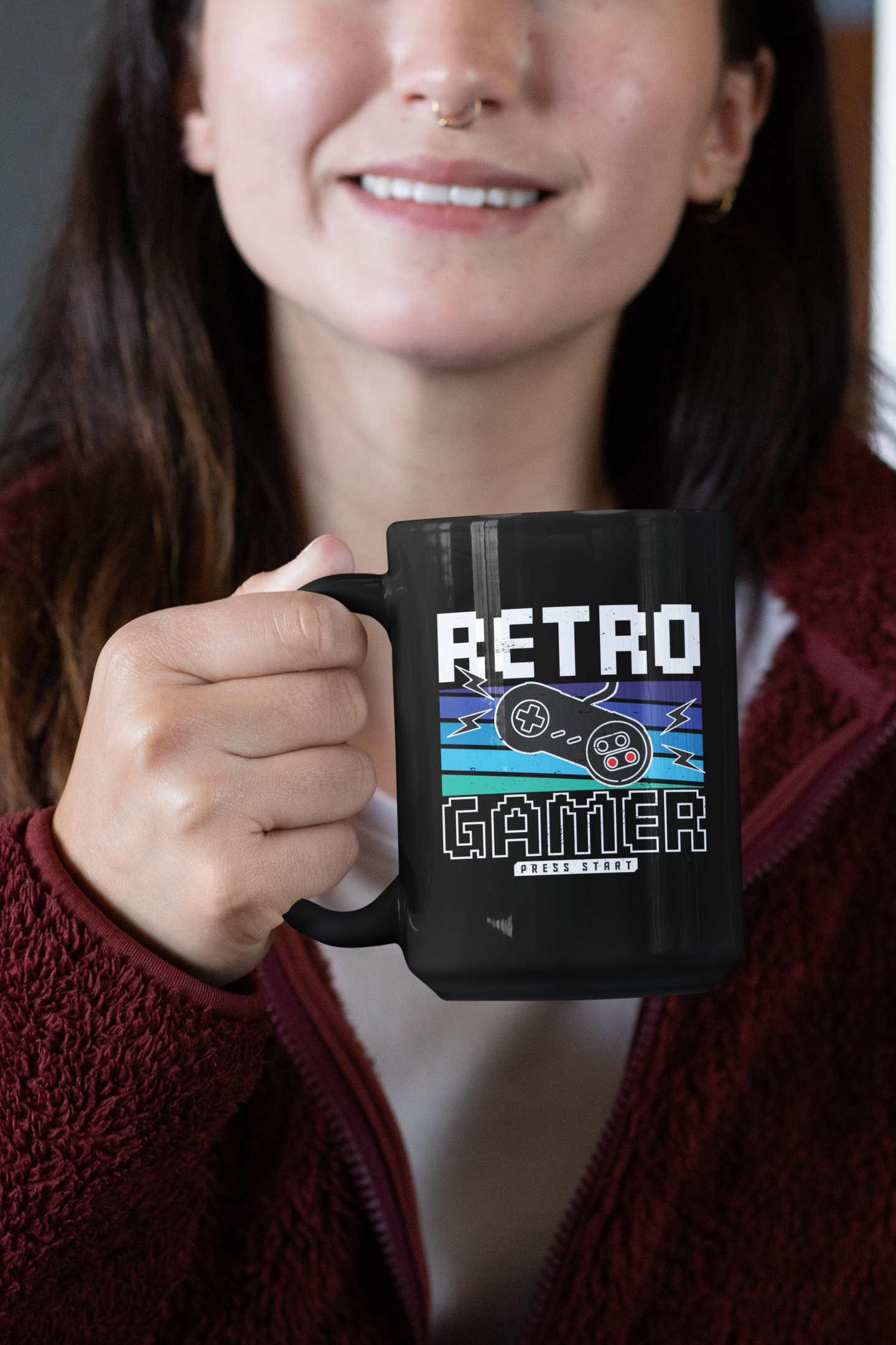 Retro Gamer Black Mug, 15oz product thumbnail image
