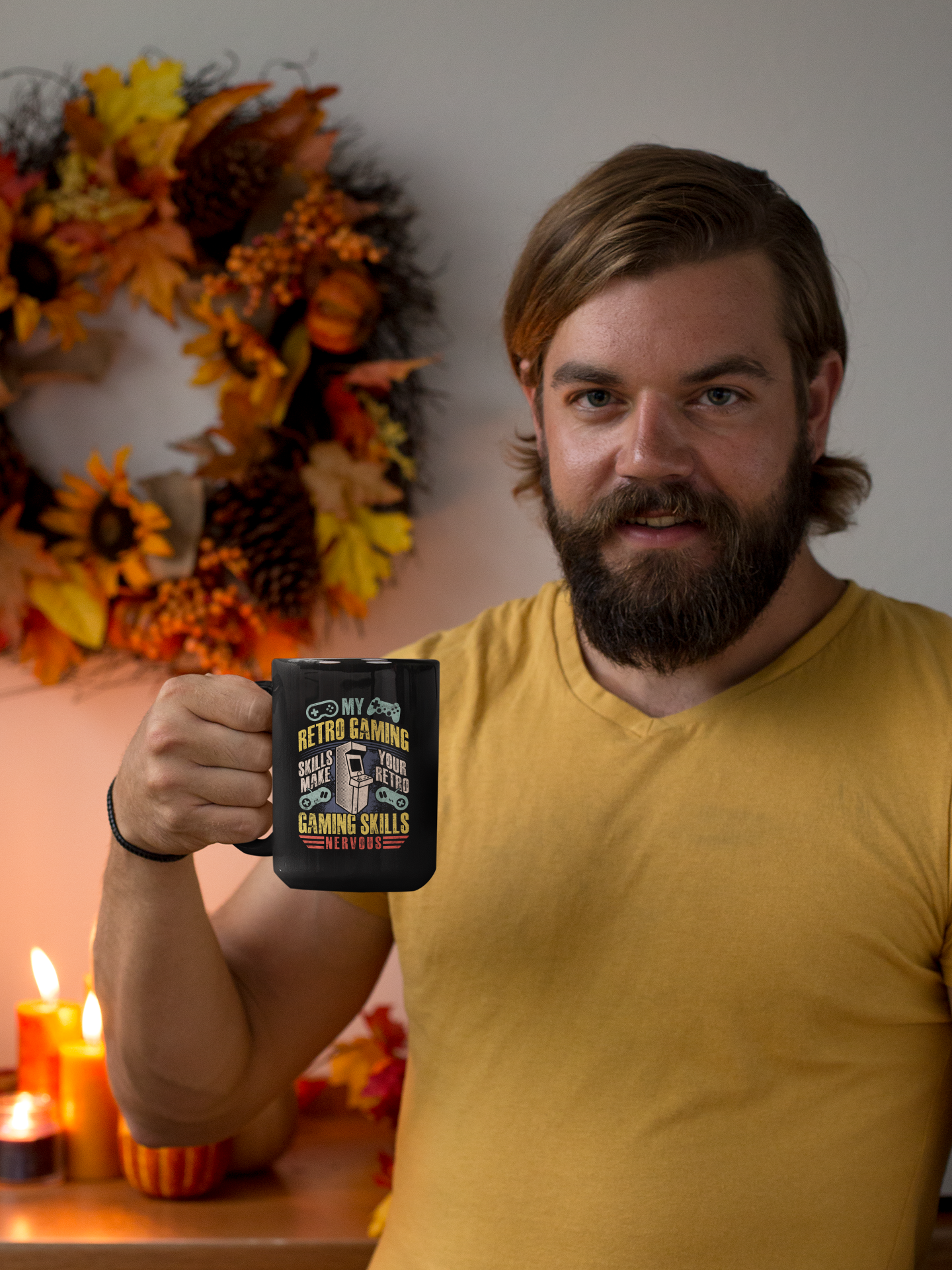 Retro Gaming Skills Flex Black Mug, 15oz product thumbnail image