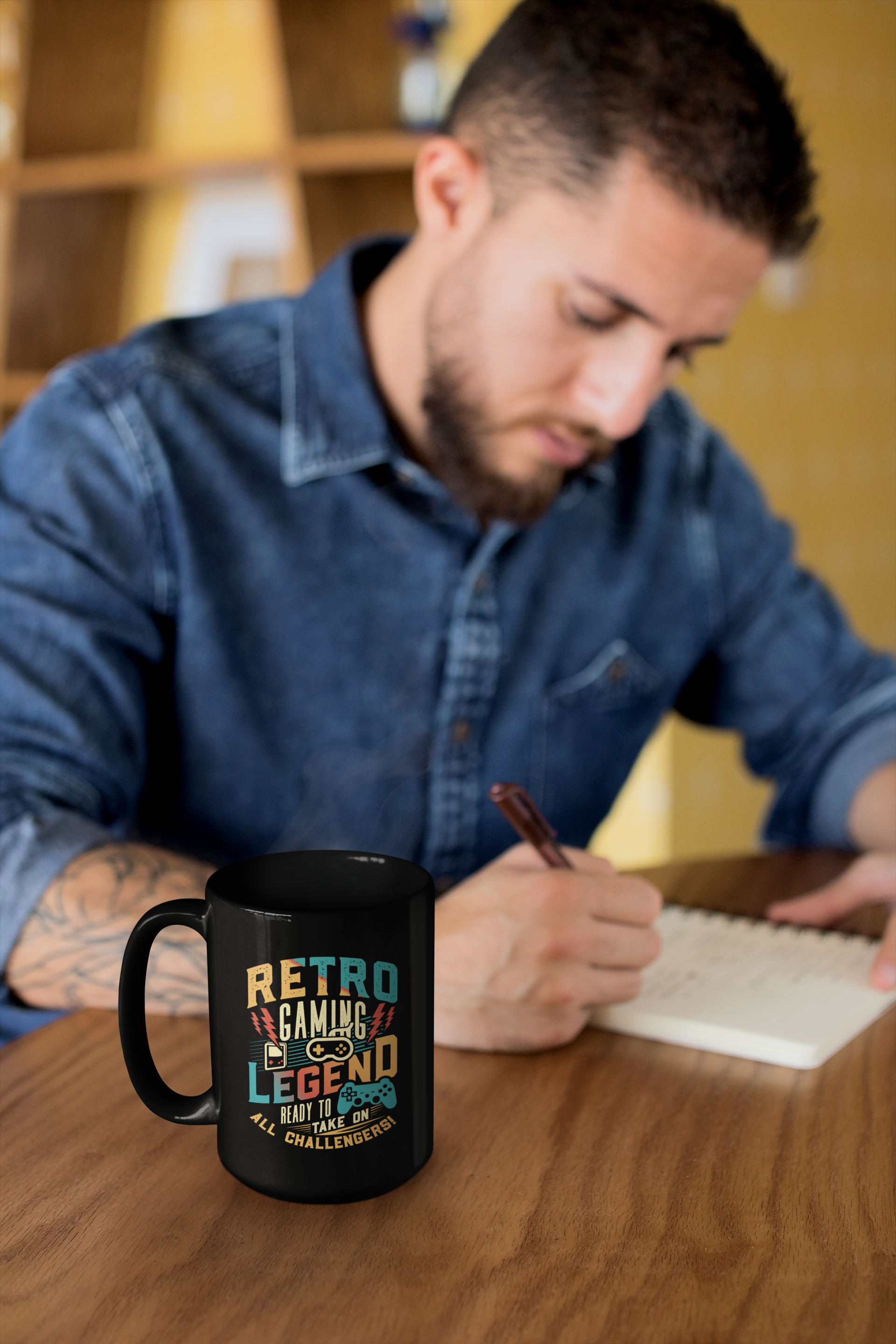 Retro Gaming Legend Ready to Take on all Challengers Black Mug, 15oz product thumbnail image Retro Gaming Legend Ready to Take on all Challengers Black Mug, 15oz product thumbnail image