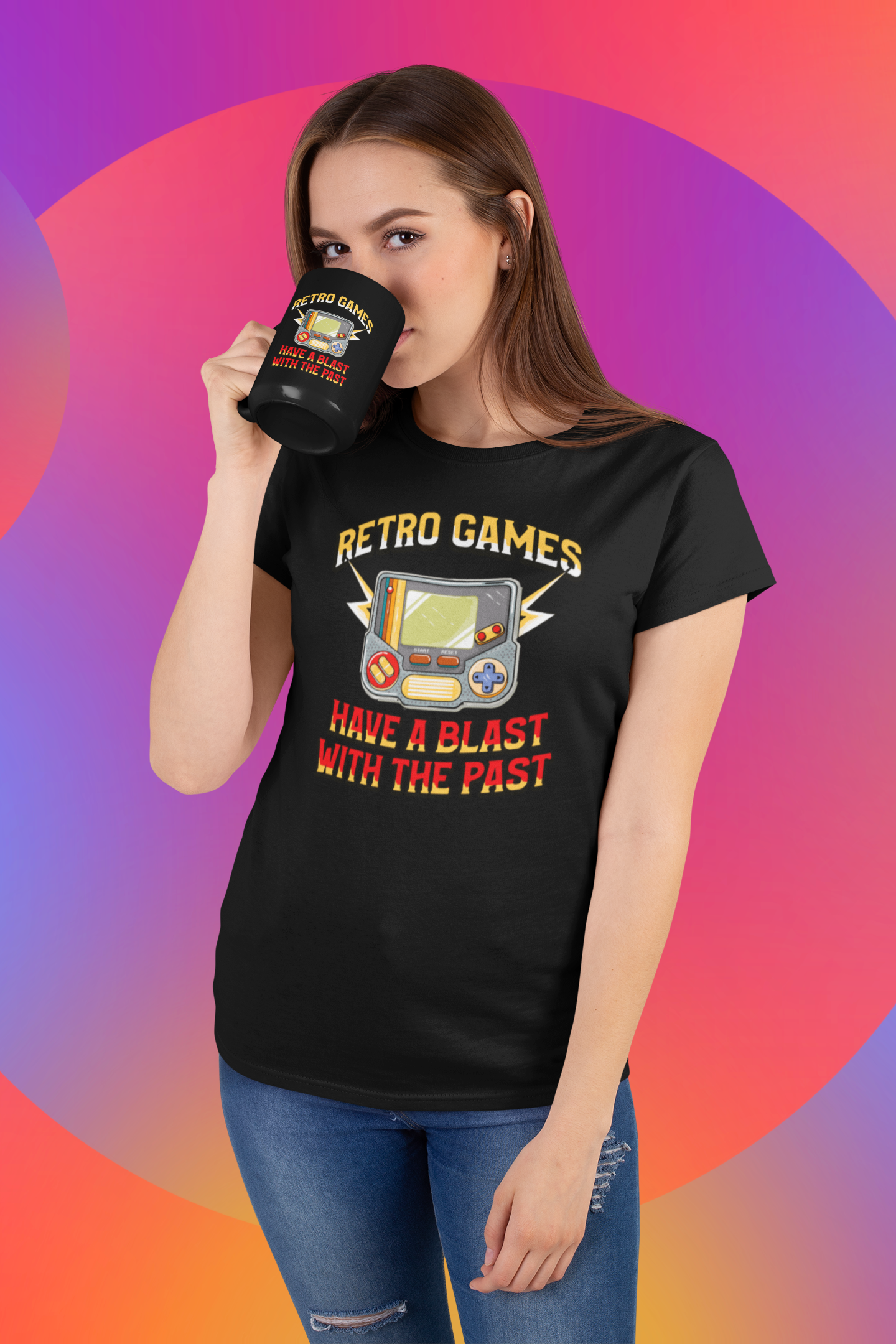 Retro Games Have a Blast with the Past Black Mug, 15oz product thumbnail image