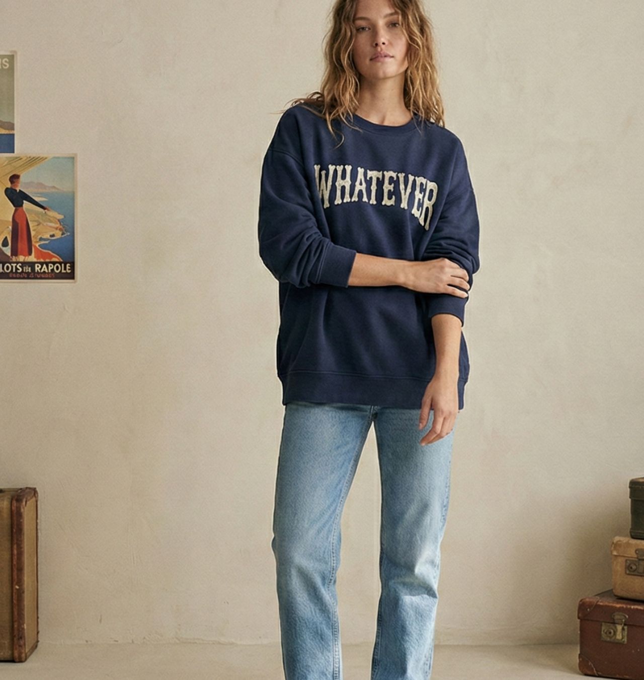 Whatever Crewneck Sweatshirt Casual Graphic Pullover product thumbnail image Whatever Crewneck Sweatshirt Casual Graphic Pullover product thumbnail image