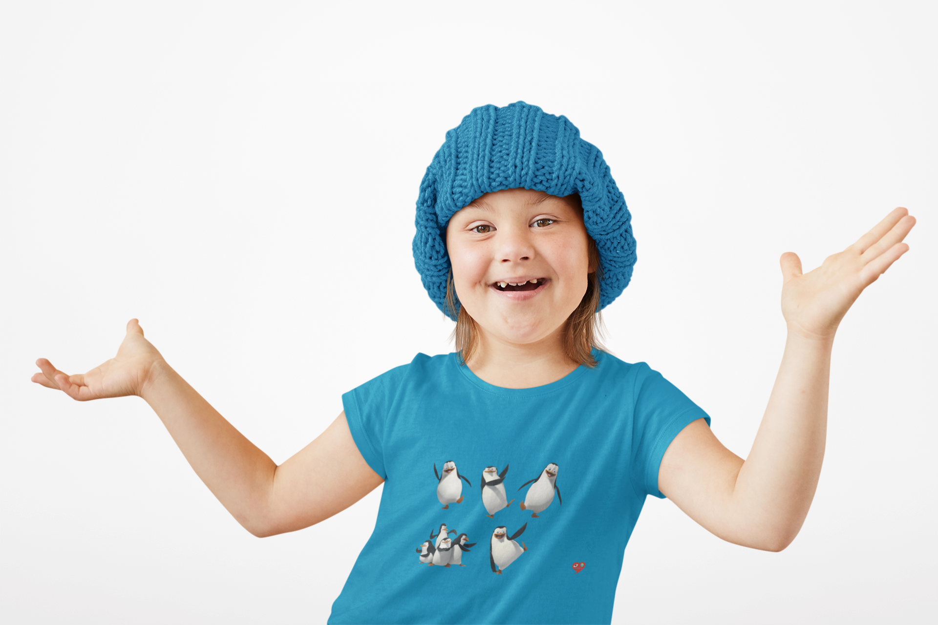 Kids Penguin Dance T-Shirt — Cute Penguins with Heart Graphic product thumbnail image