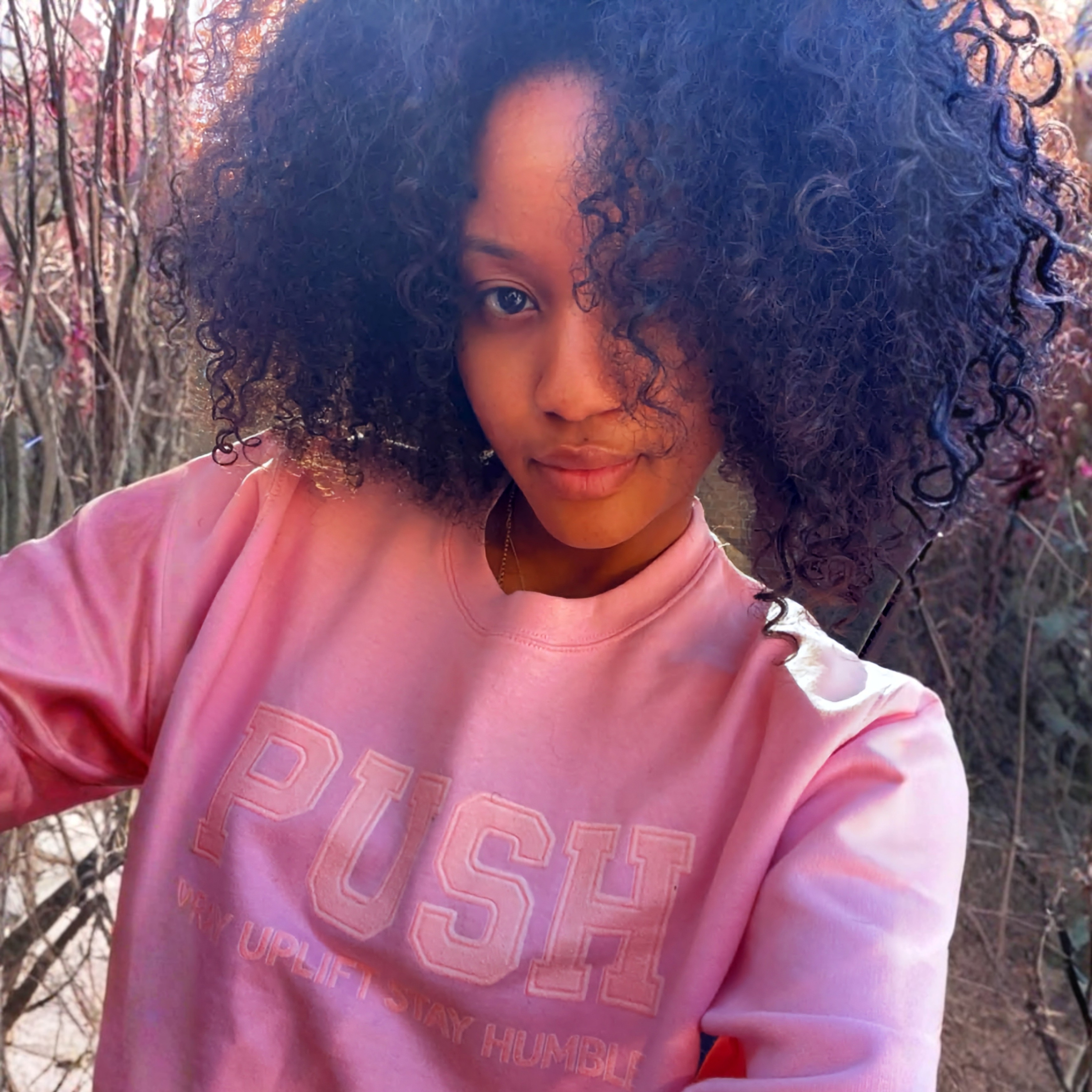 Unisex "PUSH" embossed Baby Pink / Pastel Rose Sweatshirt product thumbnail image Unisex "PUSH" embossed Baby Pink / Pastel Rose Sweatshirt product thumbnail image