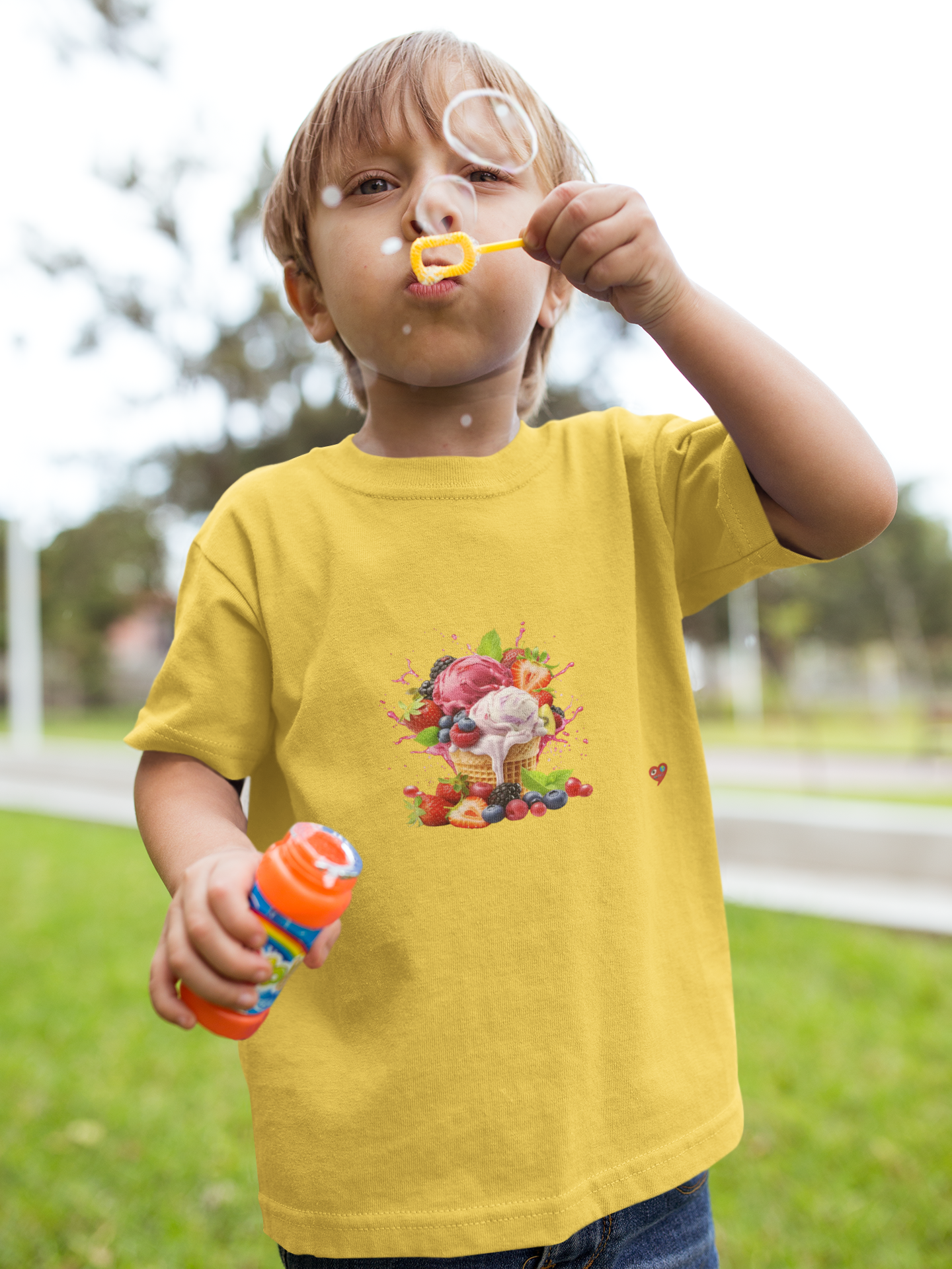 Kids T-Shirt — Cute Valentine Puppy with Hearts Graphic product thumbnail image