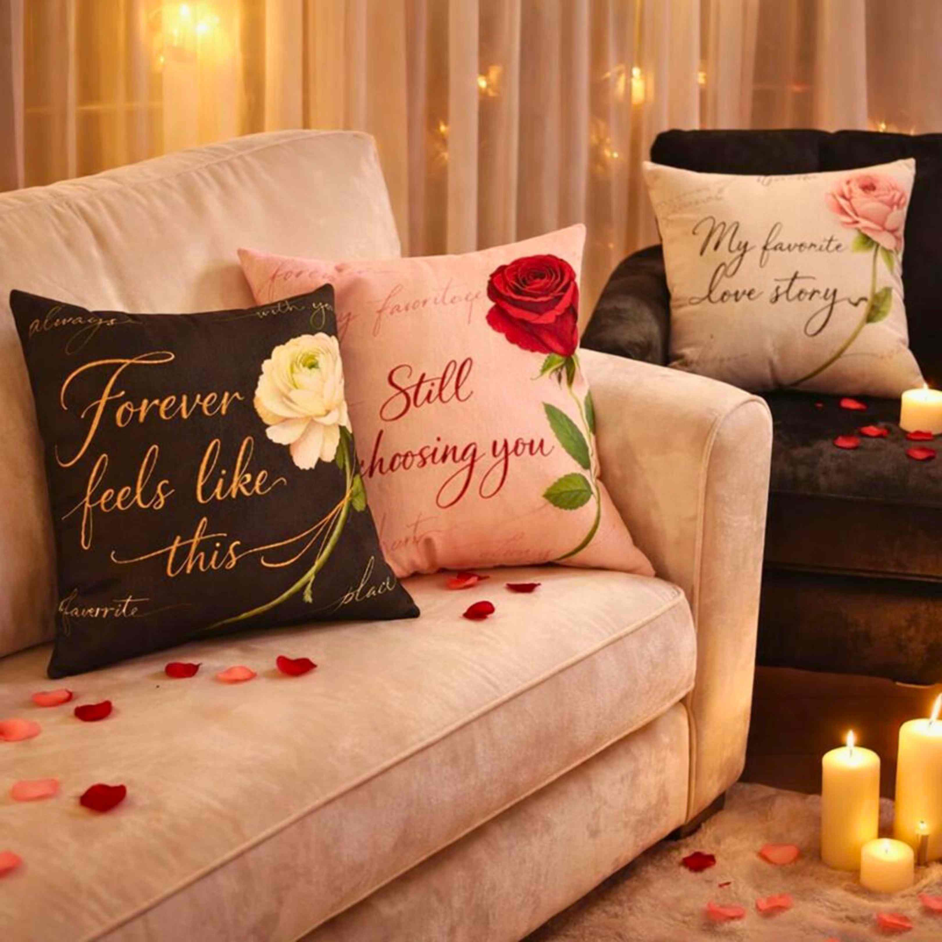 Still Choosing You pillow | Red rose script, romantic throw cushion product thumbnail image