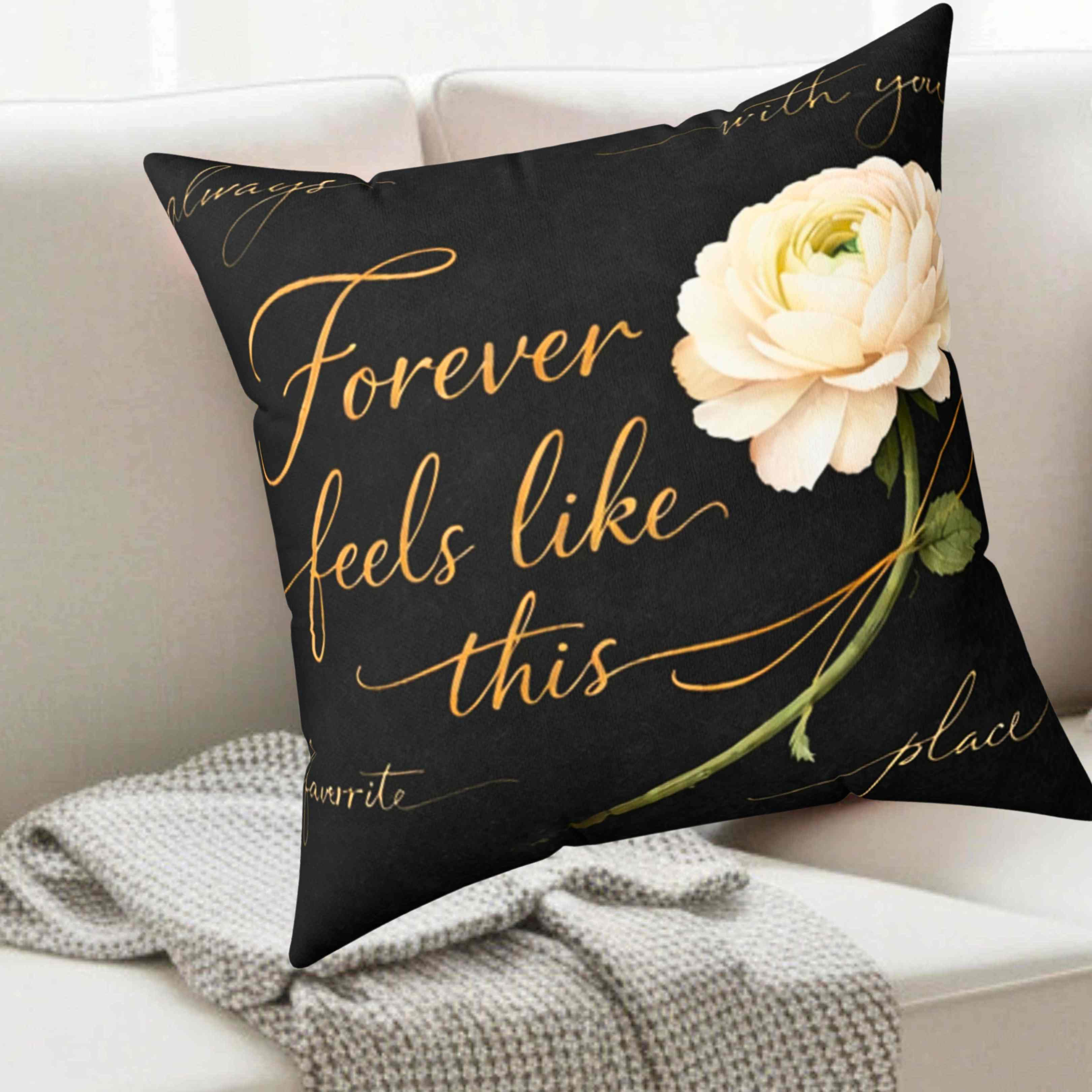 Forever Feels Like This Pillow | Floral Throw Pillow, White Ranunculus on Black Forever Feels Like This Pillow | Floral Throw Pillow, White Ranunculus on Black