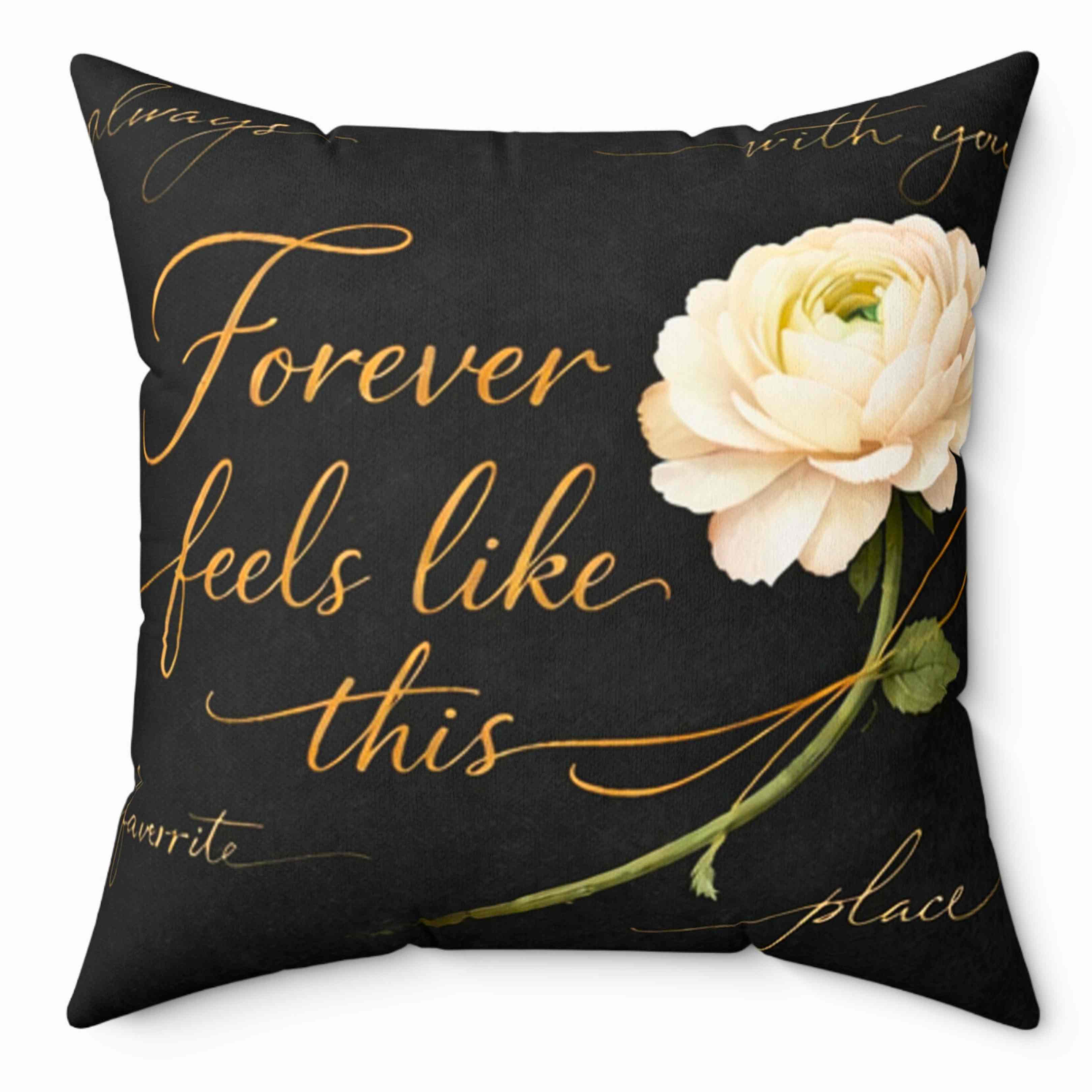 Forever Feels Like This Pillow | Floral Throw Pillow, White Ranunculus on Black product thumbnail image Forever Feels Like This Pillow | Floral Throw Pillow, White Ranunculus on Black product thumbnail image