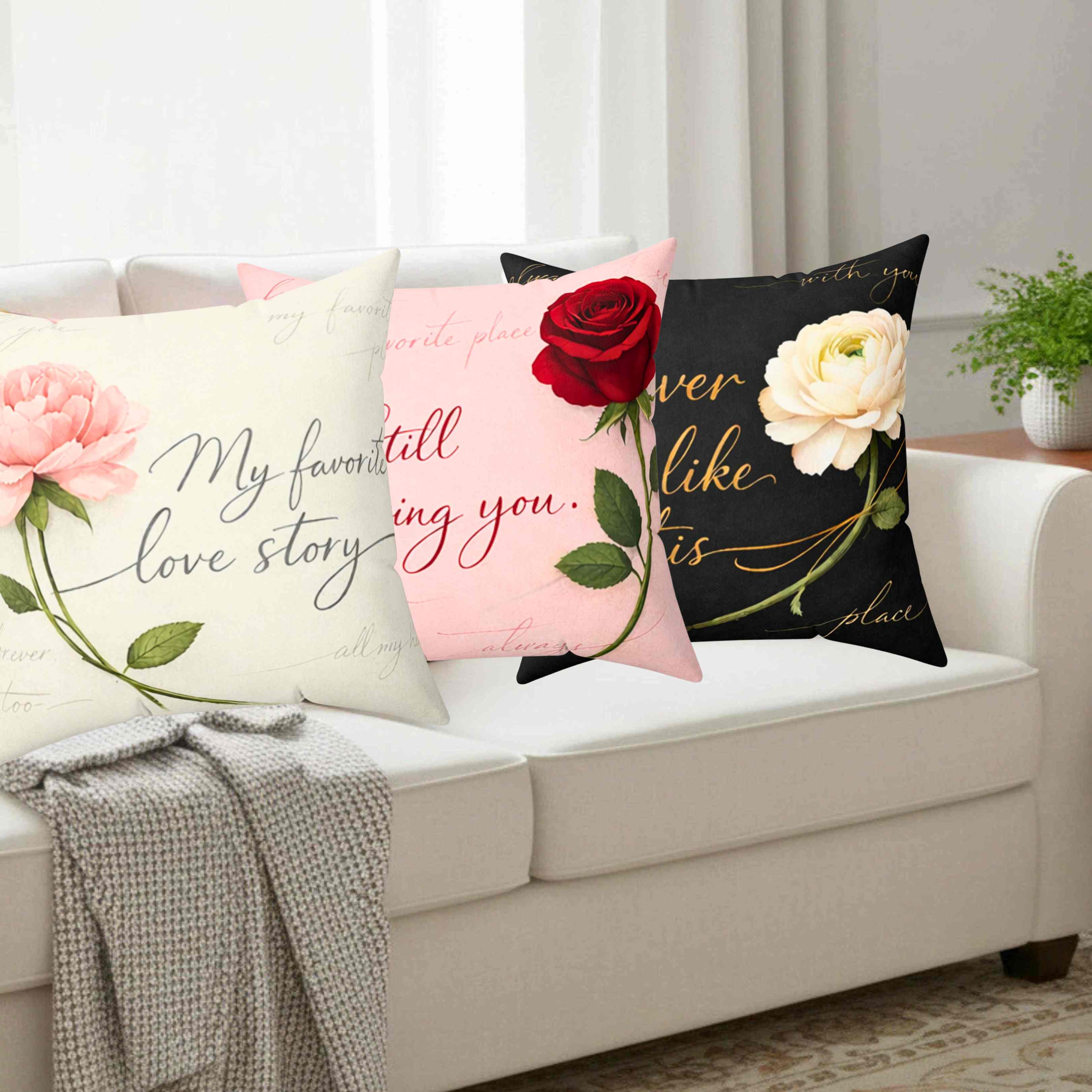 Forever Feels Like This Pillow | Floral Throw Pillow, White Ranunculus on Black product thumbnail image Forever Feels Like This Pillow | Floral Throw Pillow, White Ranunculus on Black product thumbnail image