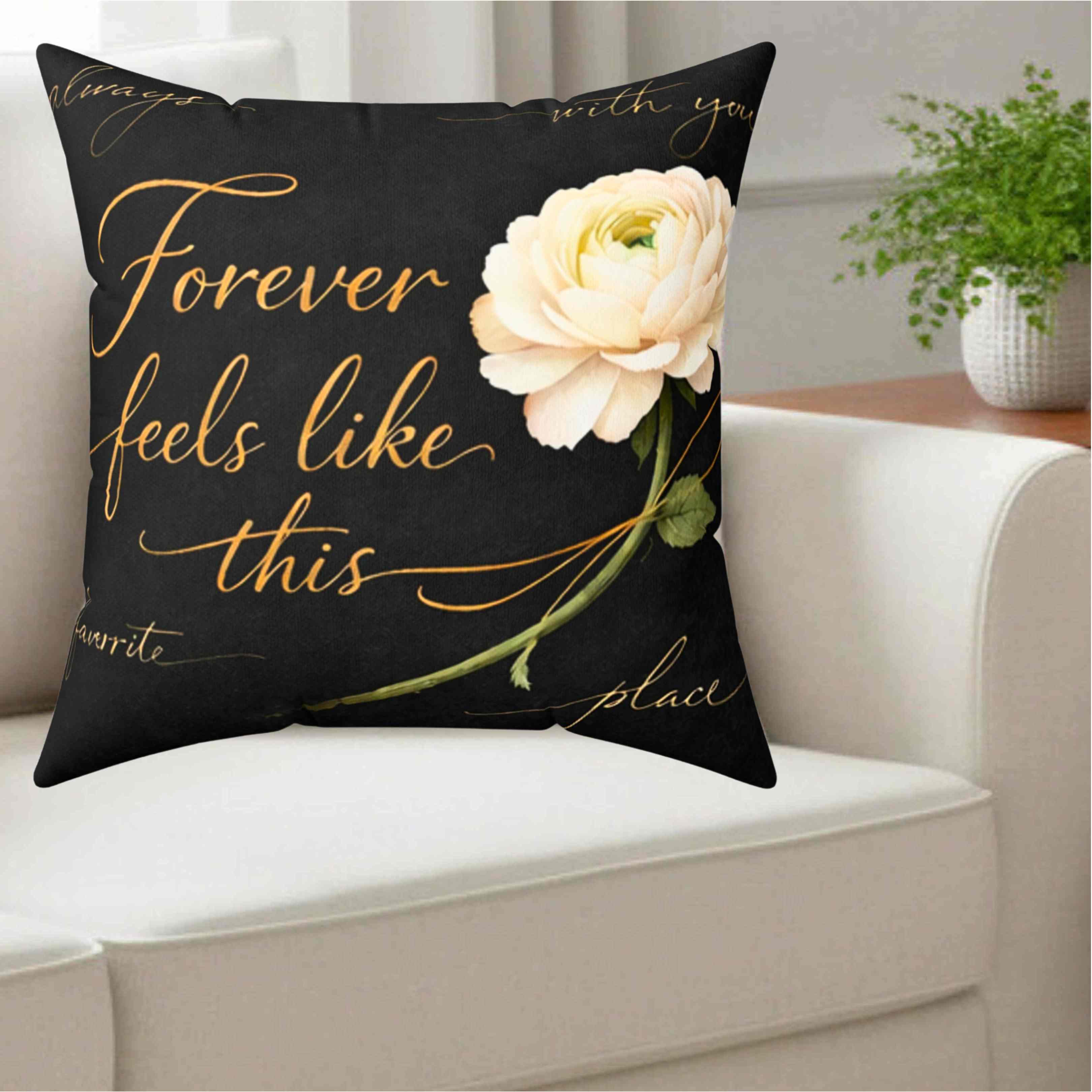 Forever Feels Like This Pillow | Floral Throw Pillow, White Ranunculus on Black product thumbnail image Forever Feels Like This Pillow | Floral Throw Pillow, White Ranunculus on Black product thumbnail image