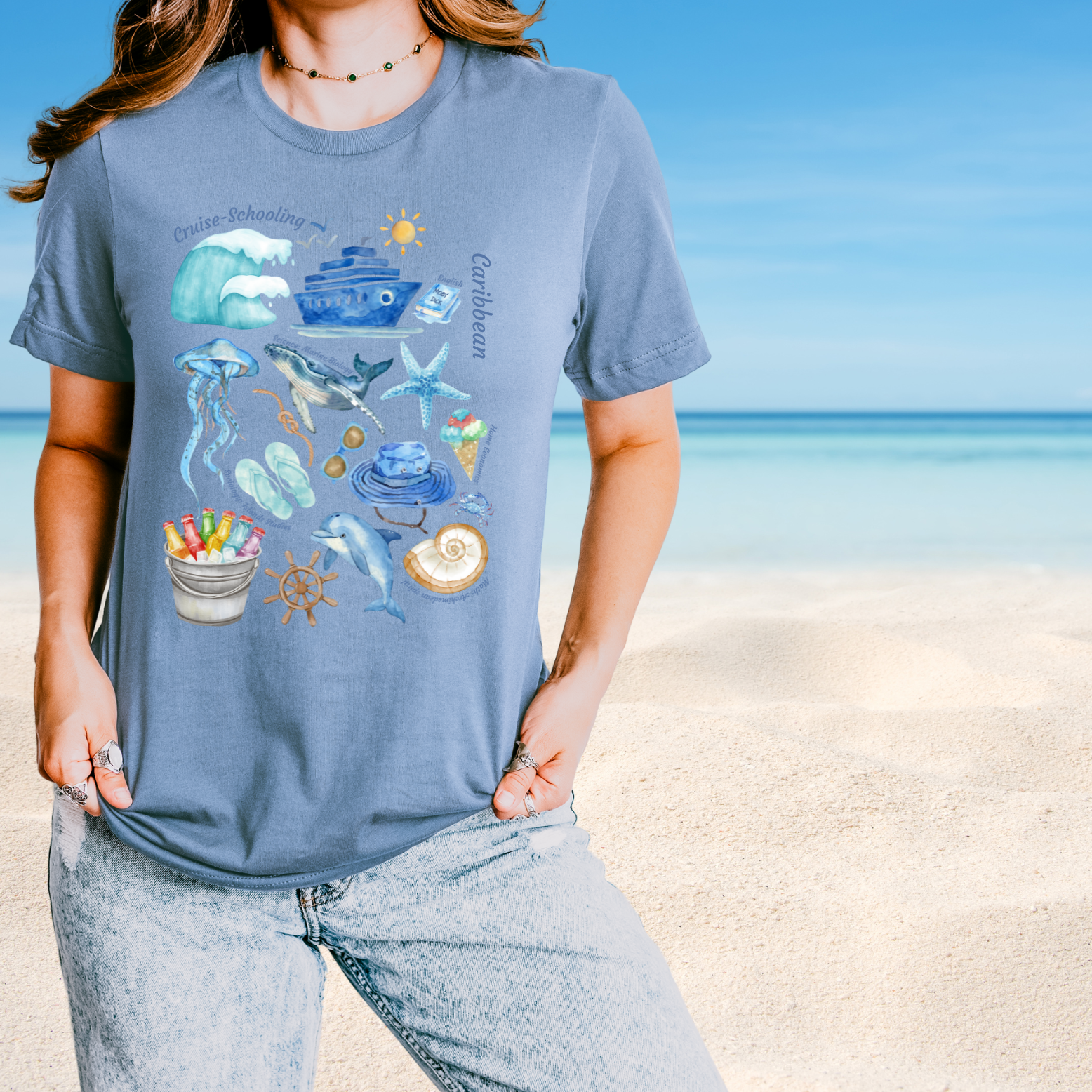 Cruise Schooling Matching Personalized T-shirts Nautical Unit Study Watercolor Collage Vacation Tee product thumbnail image Cruise Schooling Matching Personalized T-shirts Nautical Unit Study Watercolor Collage Vacation Tee product thumbnail image