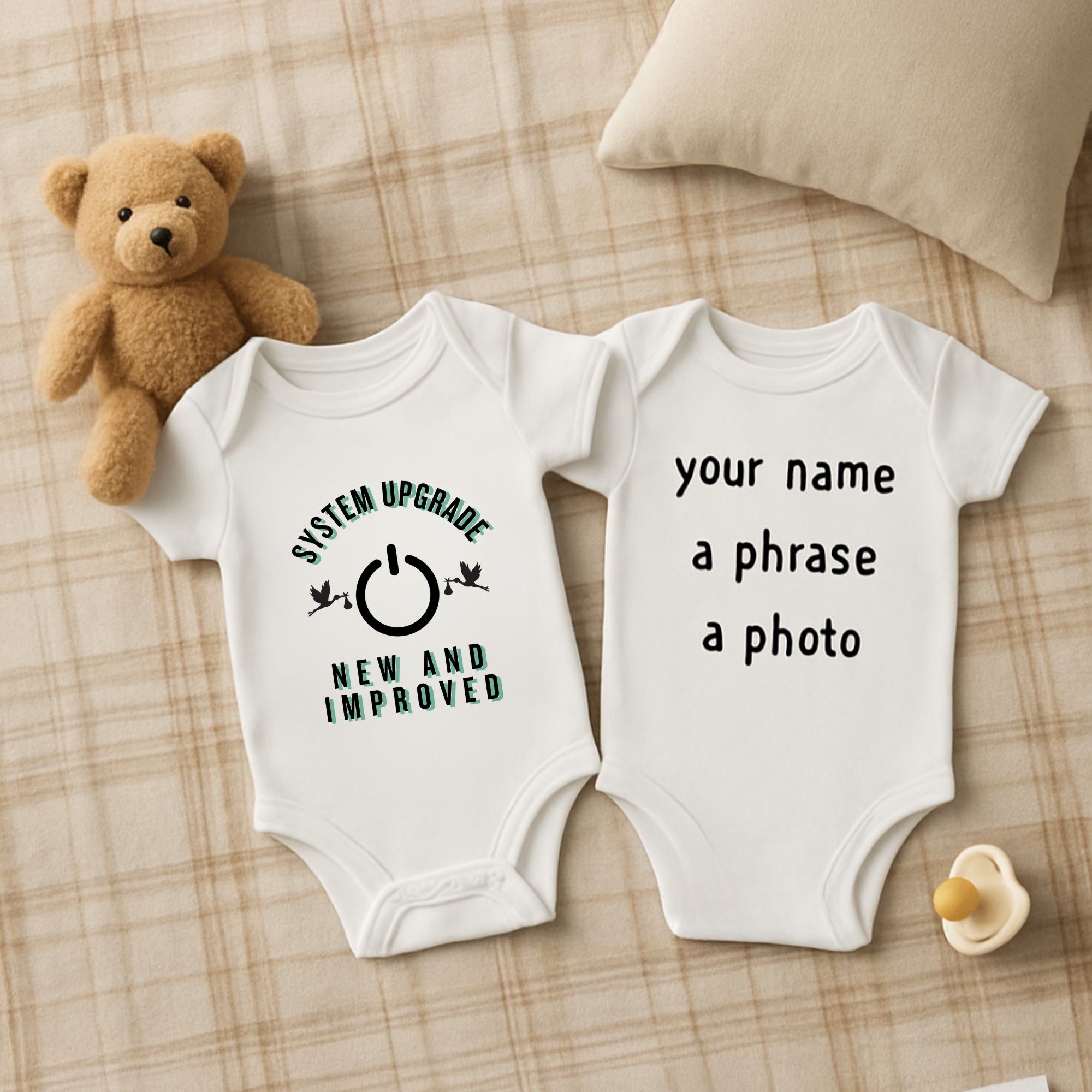 System Upgrade New and Improved Baby Bodysuit | Funny Infant One Piece | New Baby Gift | Cute Baby Shower Outfit | Infant Fine Jersey Bodysuit product thumbnail image